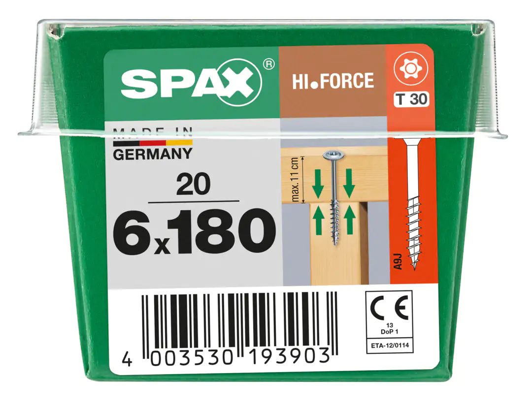 Spax Holzbauschrauben 6.0 x 180 mm TX 30 - 20 Stk. Spax Holzbauschrauben 6.0 x 180 mm TX 30 - 20 Stk.