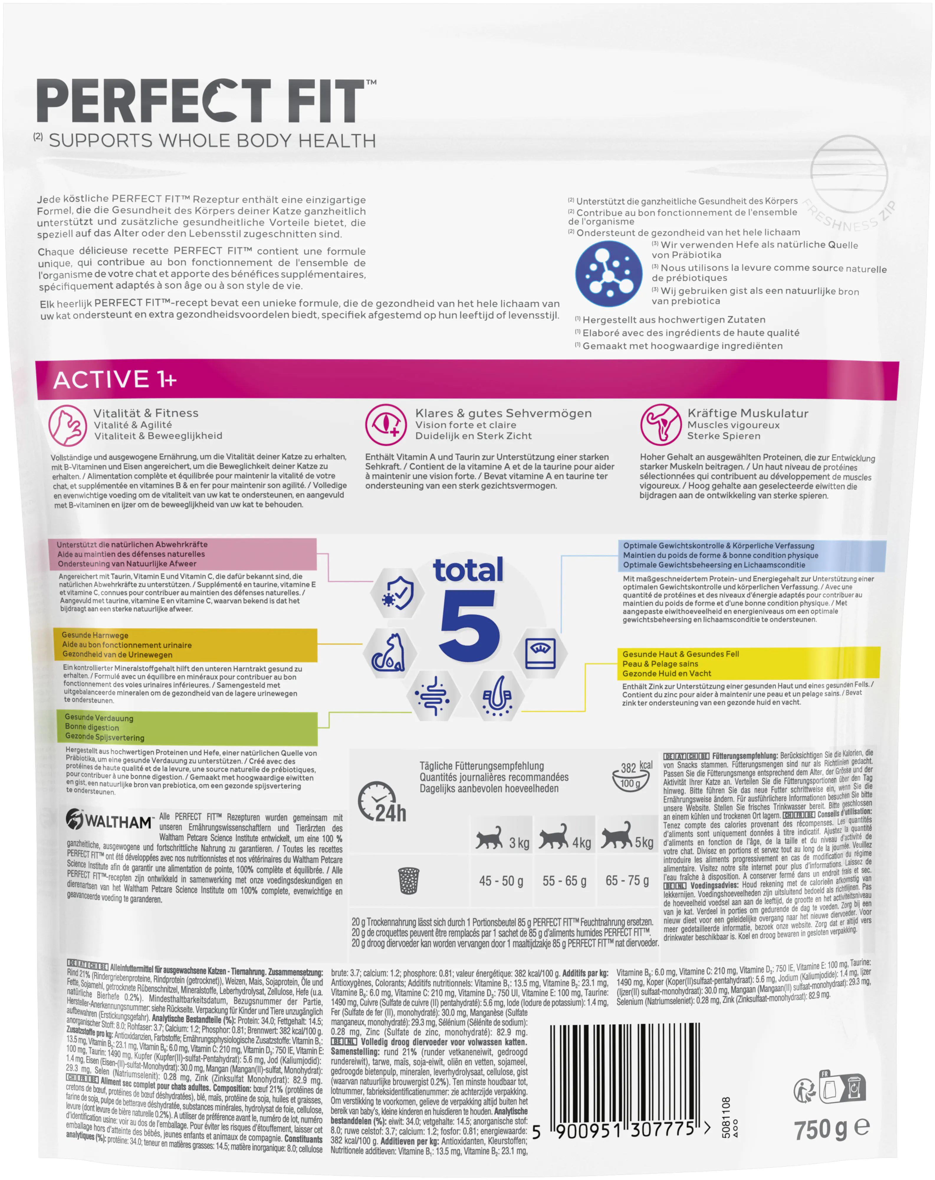 Perfect Fit Active 1+ Katzentrockenfutter Adult 750 g Rind