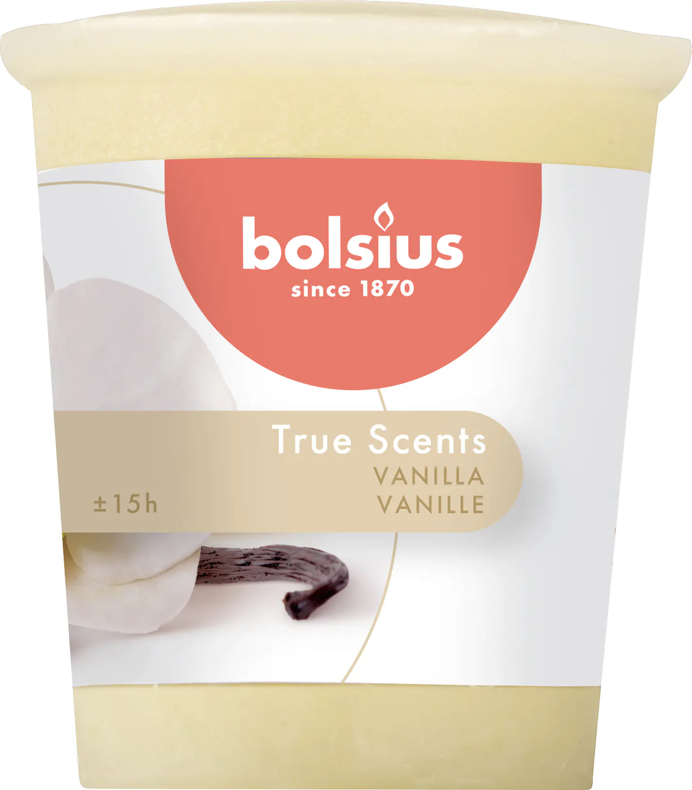 Bolsius Duftkerze Vanille, Höhe 5,3 cm, Ø 4,5 cm