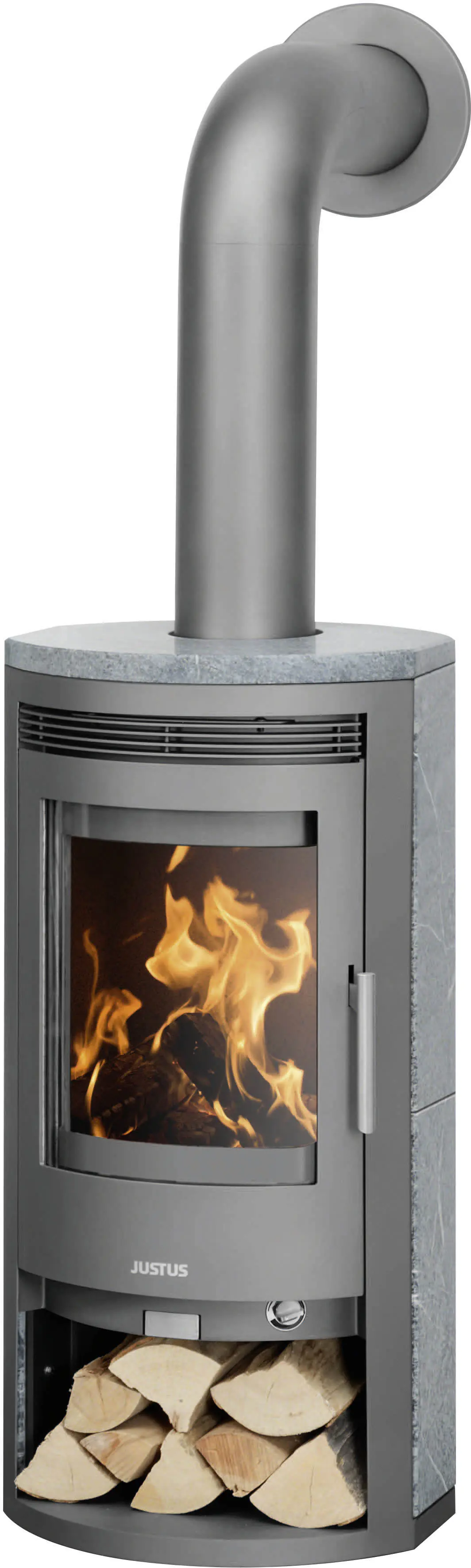 Justus Kaminofen Baltrum D 2.0 Speckstein Stahl gussgrau 5,5 kW