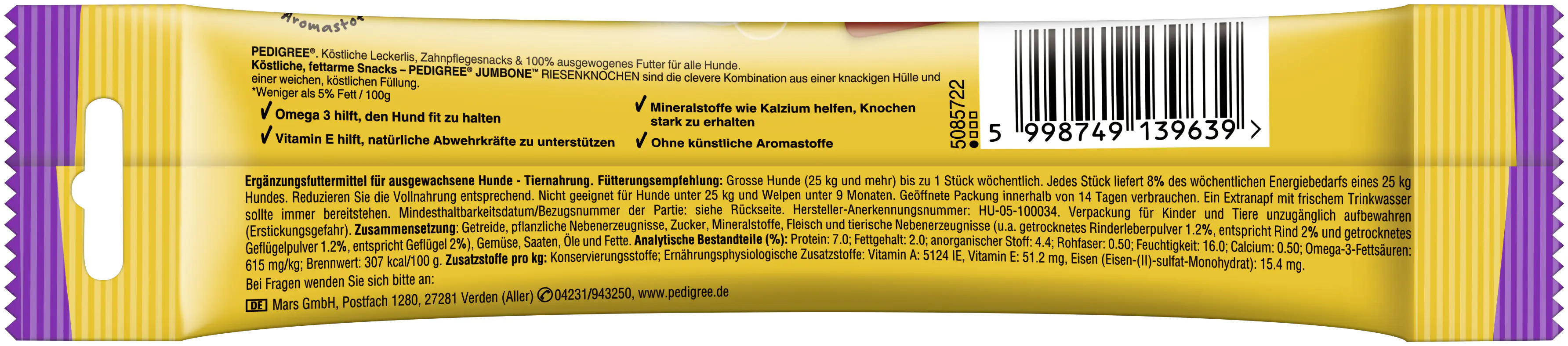 Pedigree Hundesnack Jumbone Riesenknochen mit Rind und Geflügel Pedigree Hundesnack Jumbone Riesenknochen mit Rind und Geflügel