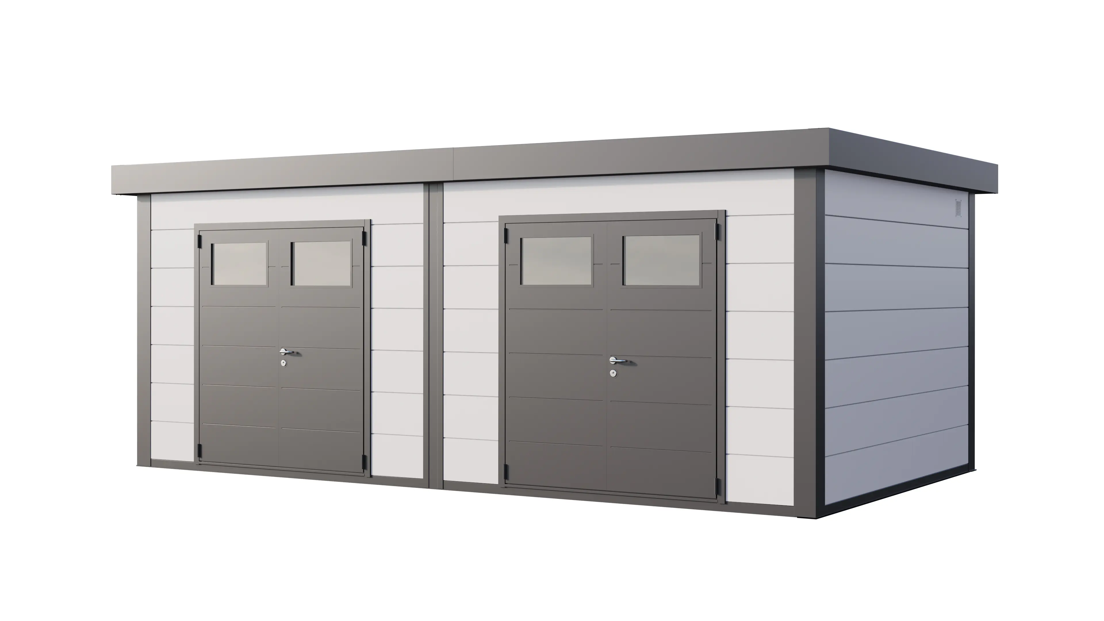 Telluria Gerätehaus DUO 3336+ weiß 642 x 358 cm