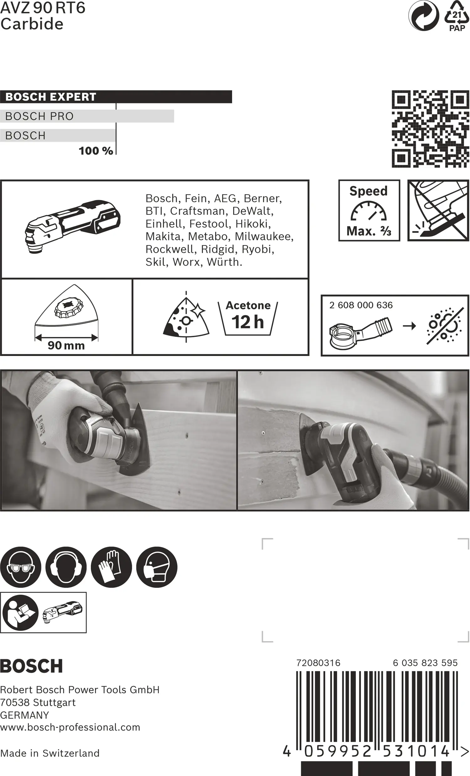 Bosch Expert Schleifplatte AVZ 90 RT6 für Multifunktionswerkzeuge 90 mm Bosch Expert Schleifplatte AVZ 90 RT6 für Multifunktionswerkzeuge 90 mm
