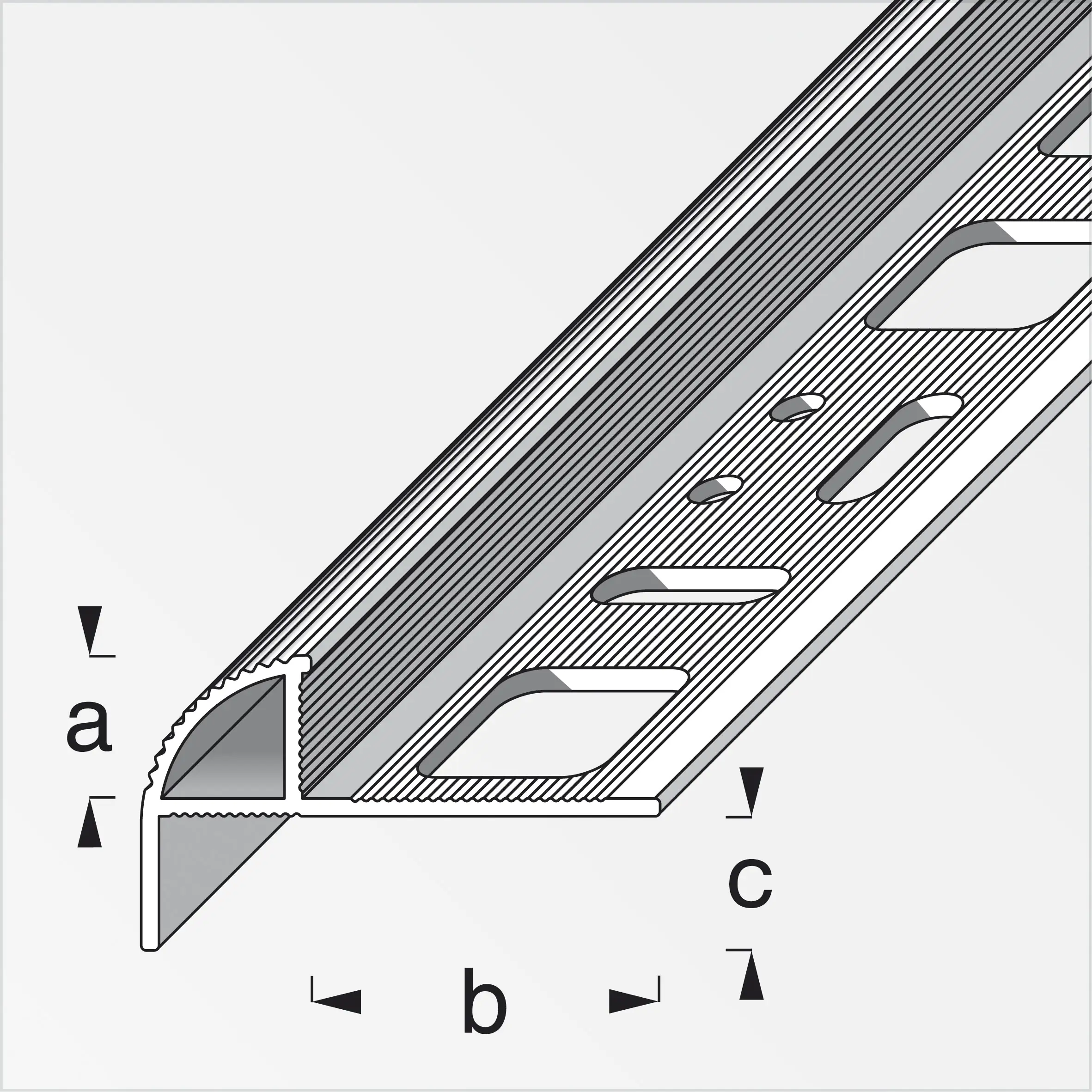 alfer Treppenkantenprofil 1 m, 10 x 19.5 x 7.5 mm Alu eloxiert silber