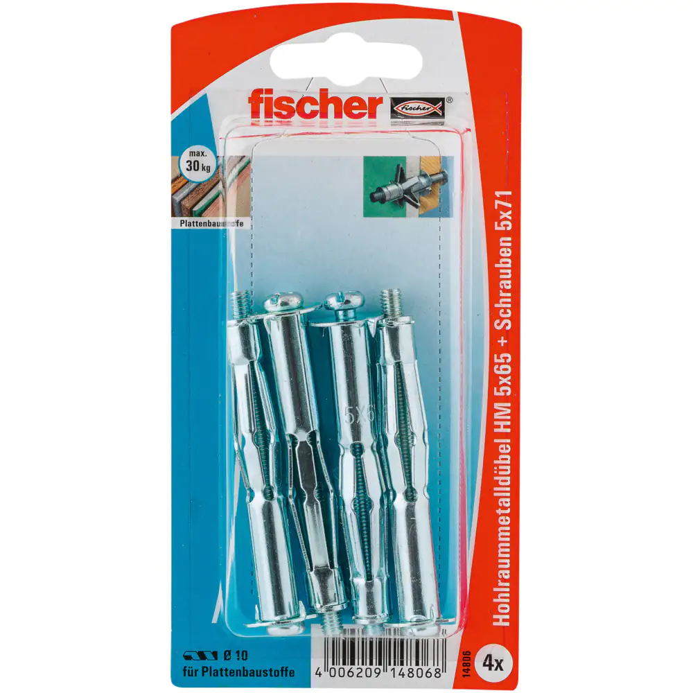 Fischer Hohlraumdübel aus Metall 5.0 x 65 mm - 4 Stück Fischer Hohlraumdübel aus Metall 5.0 x 65 mm - 4 Stück