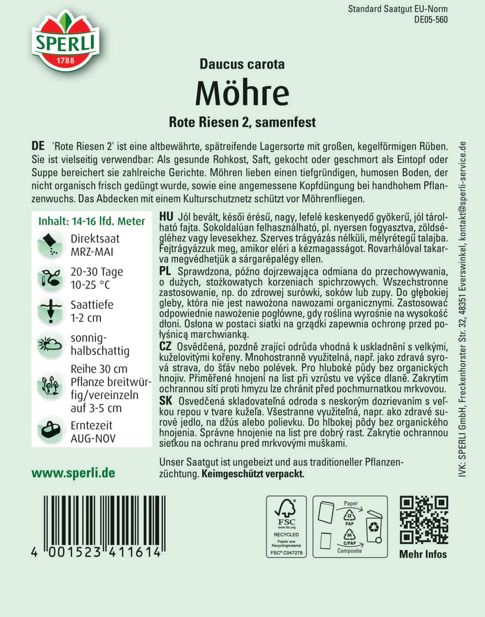 Sperli Möhre Rote Riesen 2