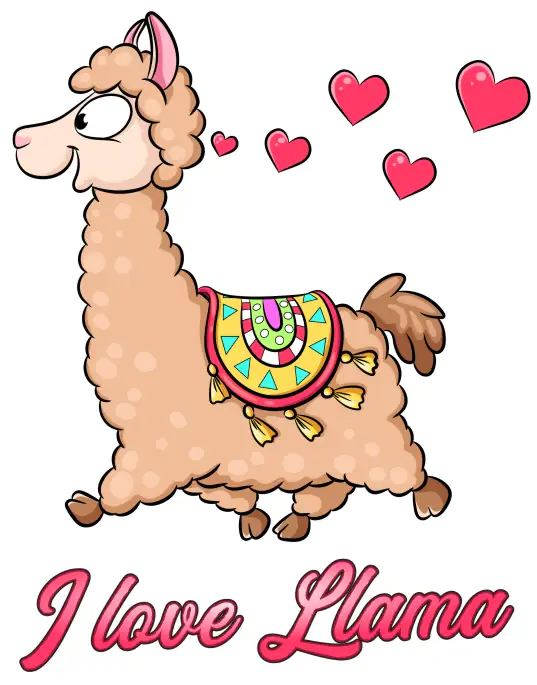 Hermann Schütz Aufkleber Lama  I love Llama 150x115mm
