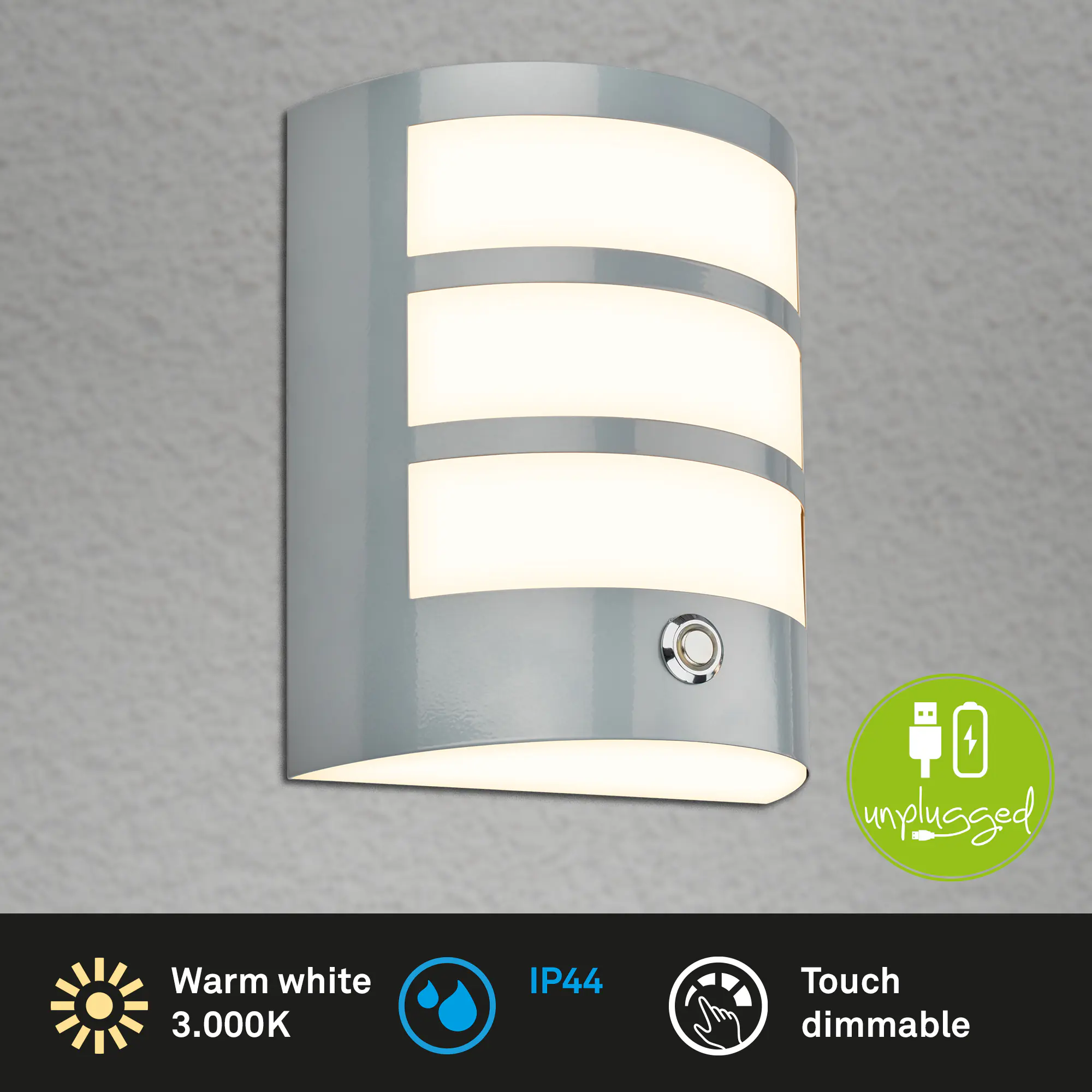 Briloner LED Akku-Außenwandleuchte 5,8W weiß Bewegungssensor warmweiß Briloner LED Akku-Außenwandleuchte 5,8W weiß Bewegungssensor warmweiß