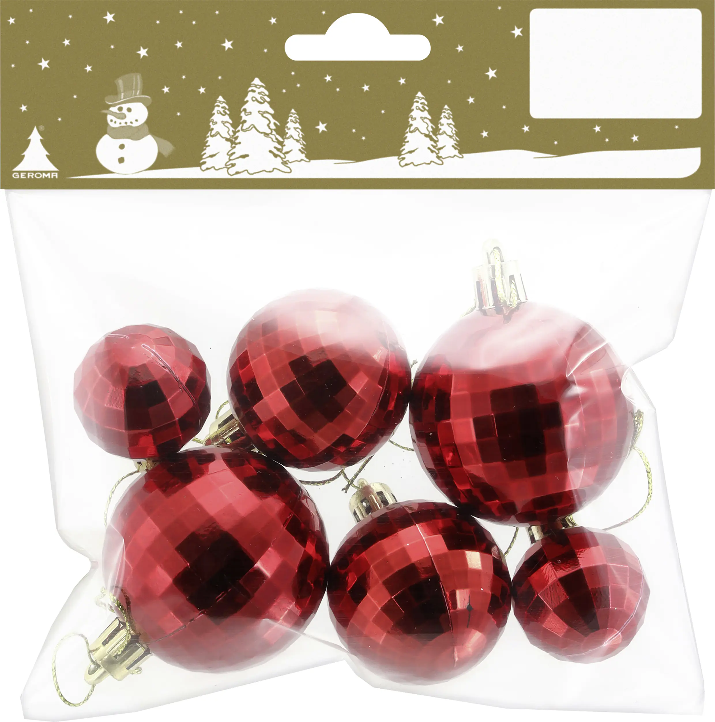 Weihnachtsdeko Discokugel aus Kunststoff 3-5 cm rot - 6 Stück
