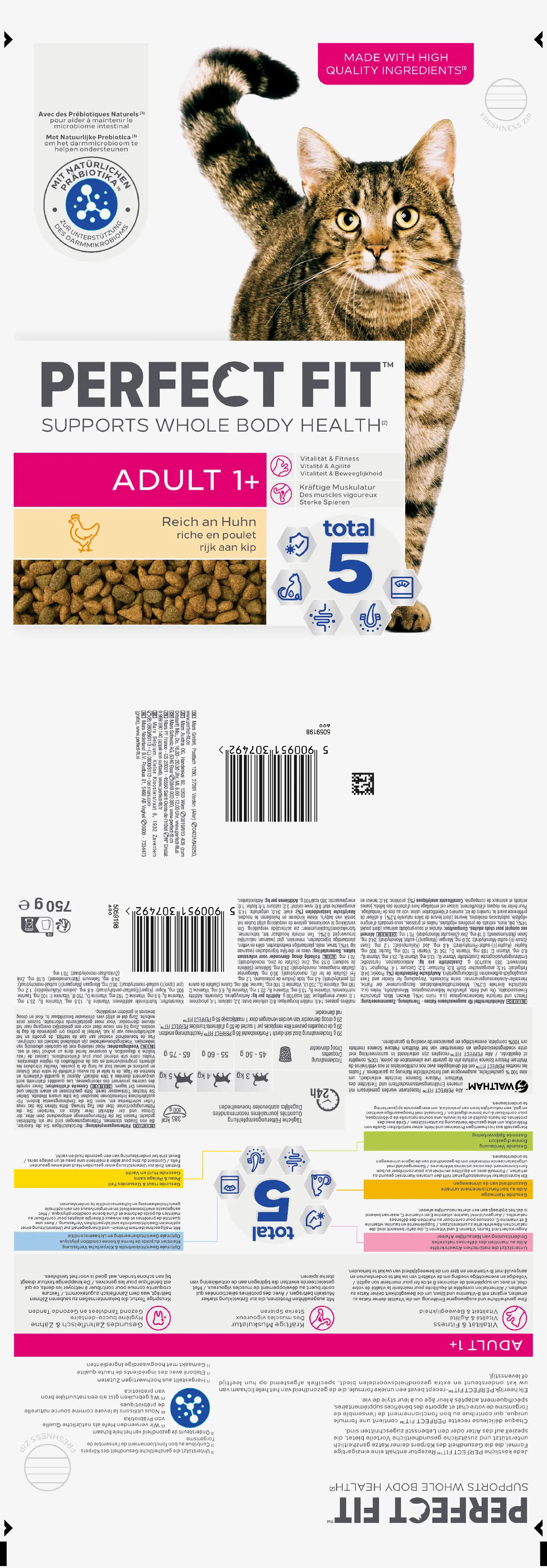 Perfect Fit Adult 1+ mit Huhn Katzenfutter 750g