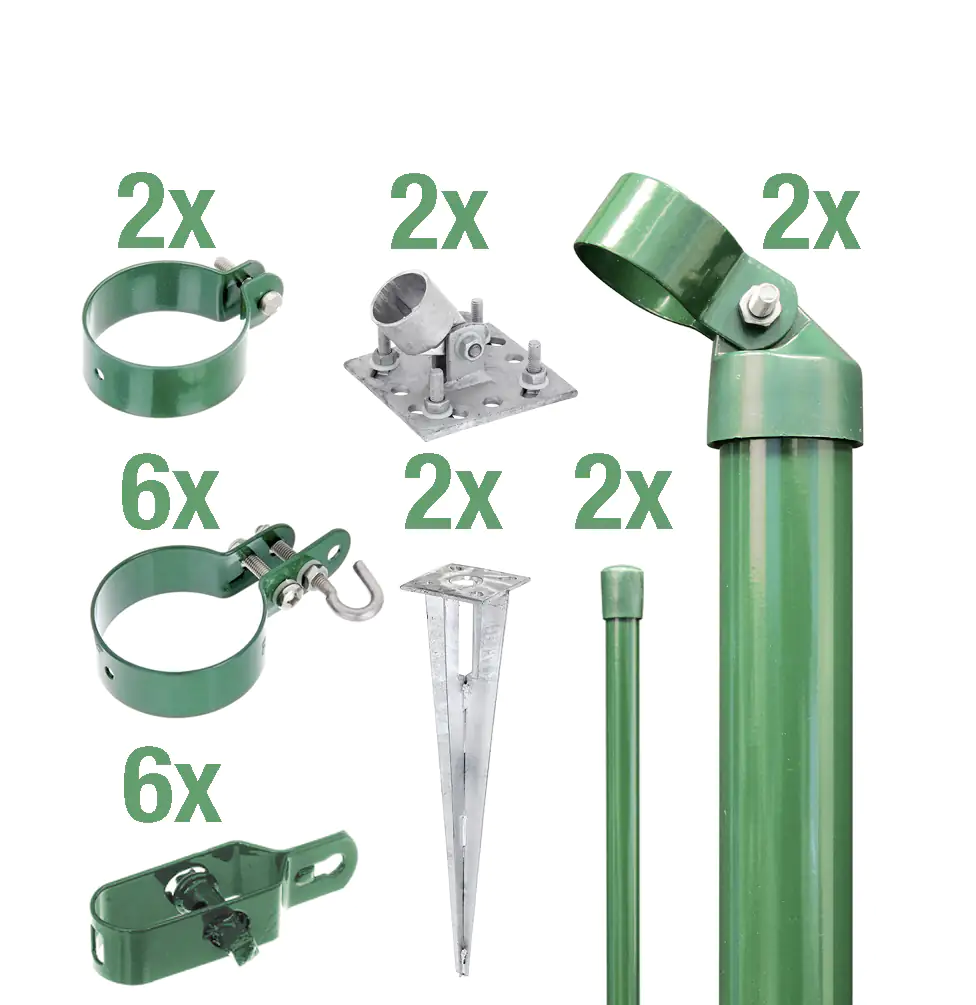 Alberts Zaunanschluss-Set zweiseitige Verbindung Ø 6 cm 100 cm grün 2 Stk