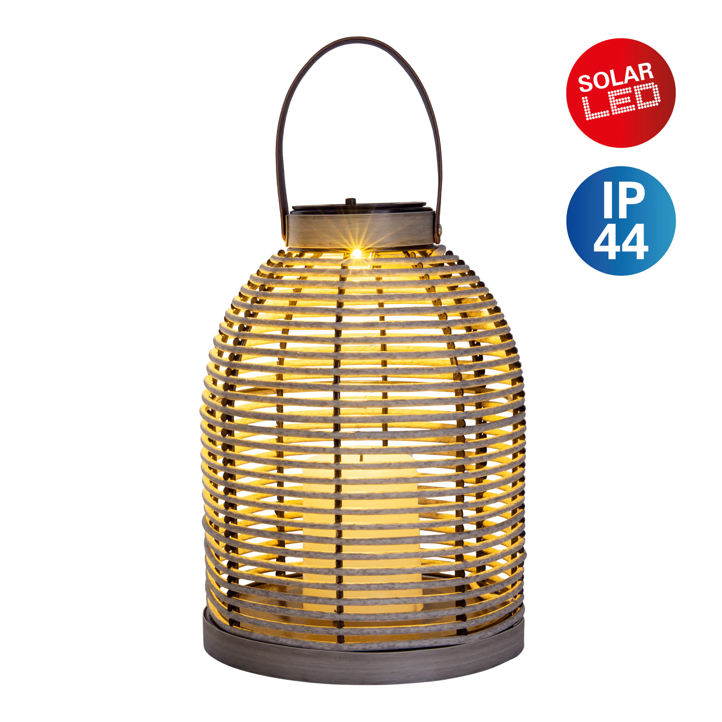 Näve Solar-Gartenleuchte LED mit Aufhängung Korbinian Ø 21 x 29 cm grau