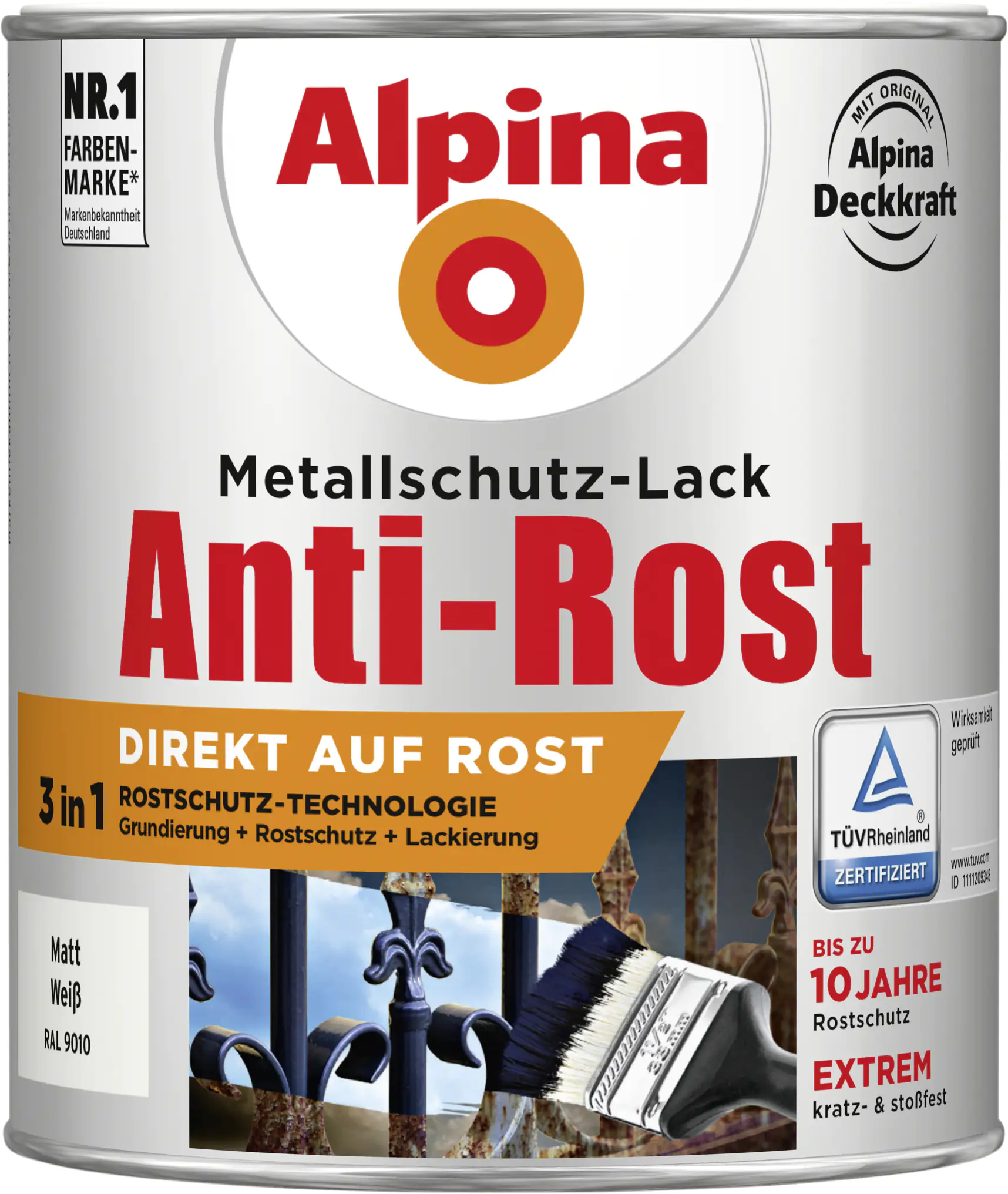 Alpina Metallschutz-Lack Anti-Rost 750 ml weiß matt Alpina Metallschutz-Lack Anti-Rost 750 ml weiß matt