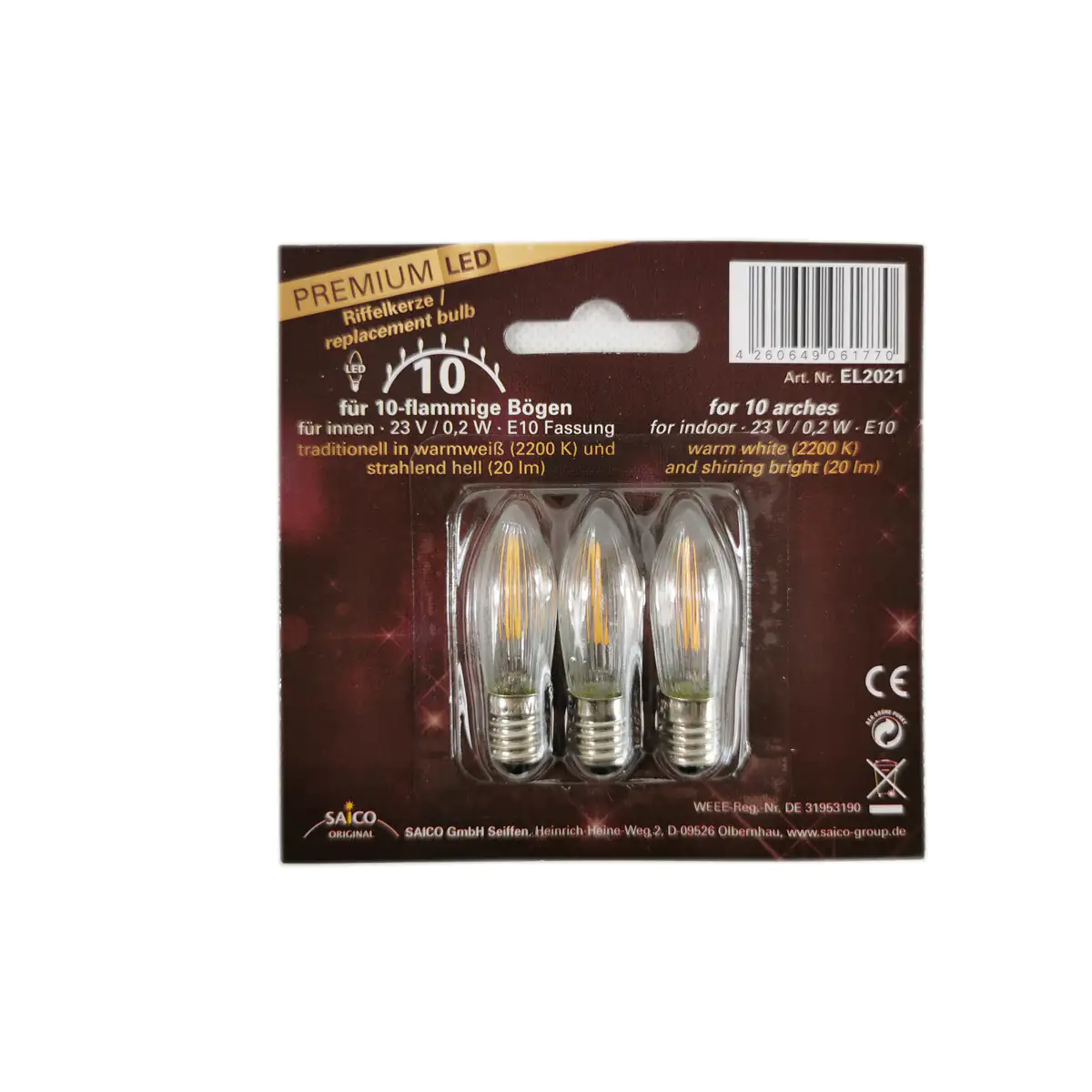 Saico LED-Ersatzlampe, E 10, 23 V, 0,2 W