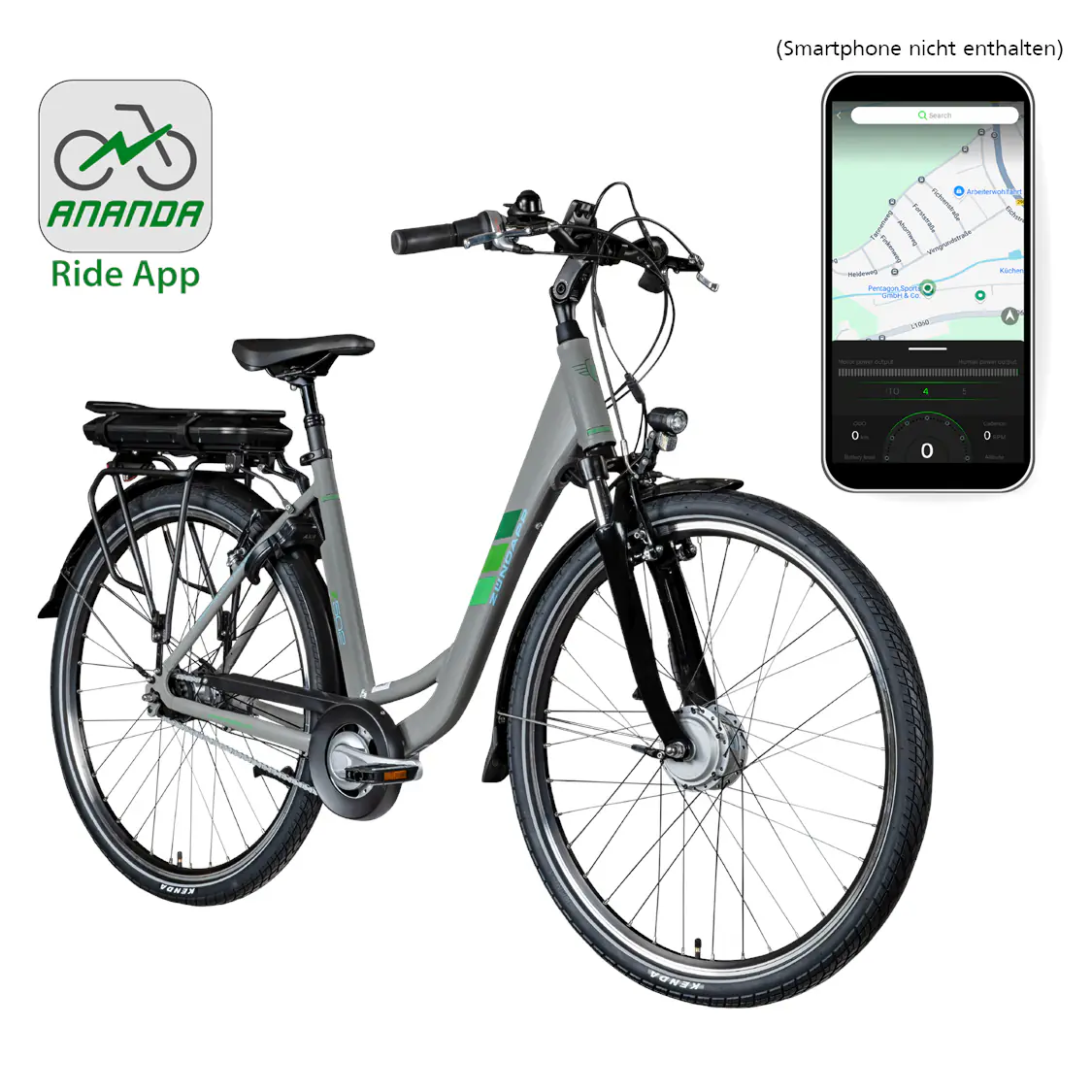 Zündapp E-Bike Z502 City 28 Zoll 7-Gang 522 Wh grau grün