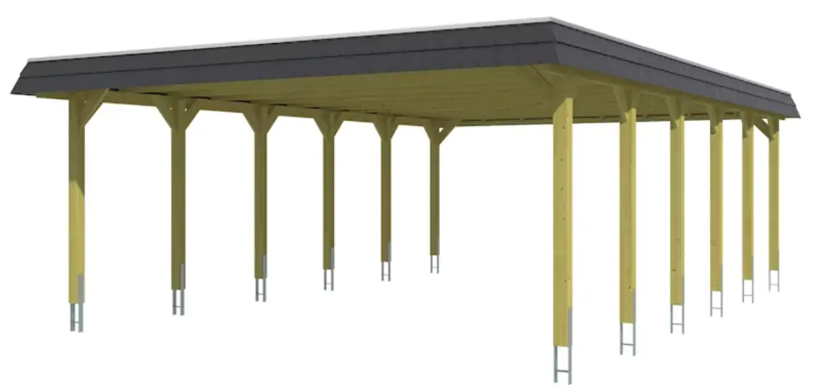 SKAN HOLZ Carport Spreewald 585 x 893 cm mit Aluminiumdach schwarze Blende
