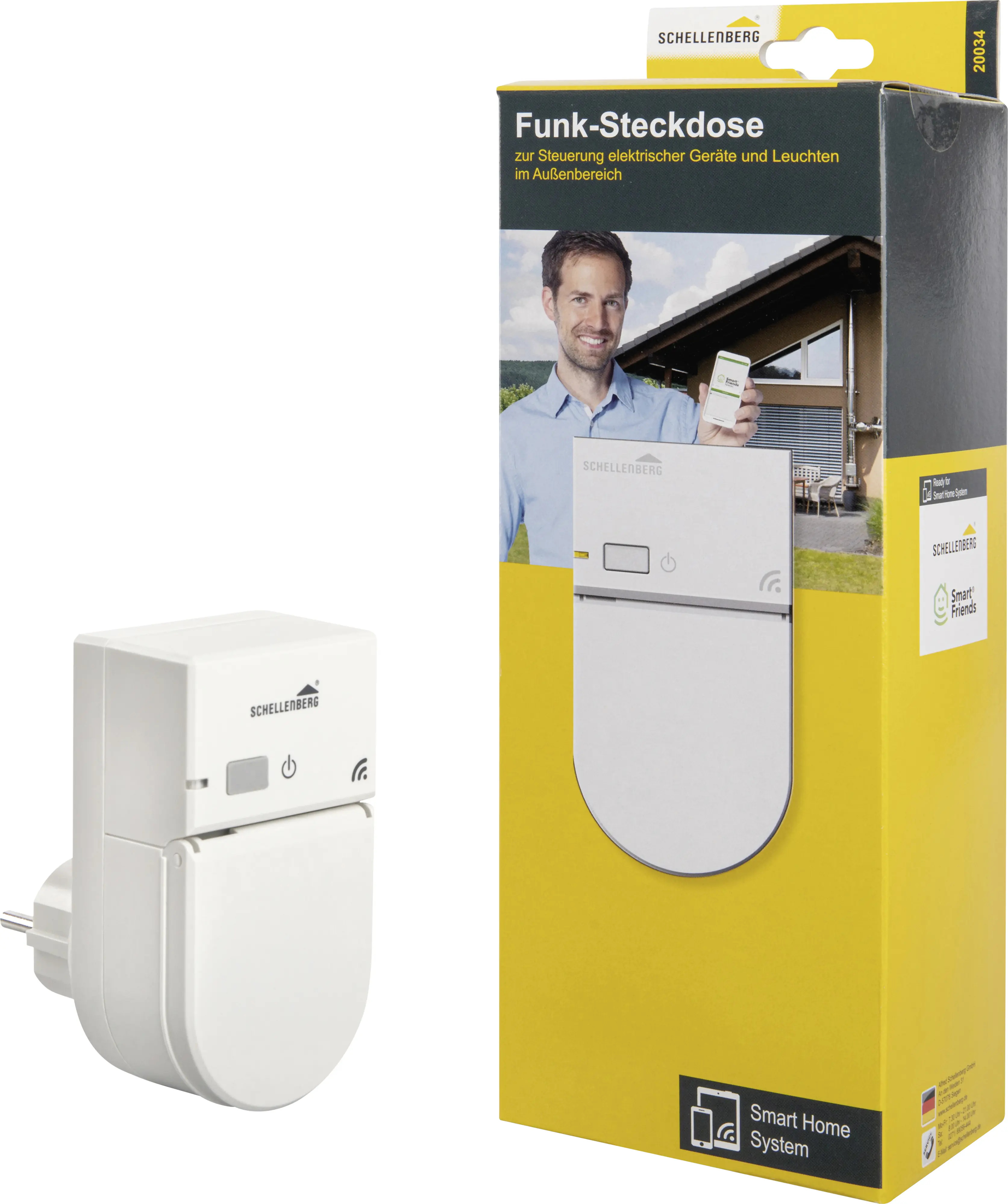 Schellenberg Funk-Steckdose außen weiß