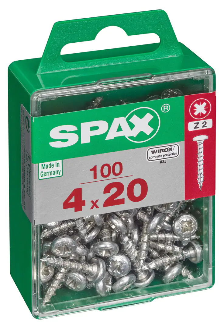 Spax Universalschrauben 4.0 x 20 mm TX 20 Rundkopf - 100 Stk. Spax Universalschrauben 4.0 x 20 mm TX 20 Rundkopf - 100 Stk.