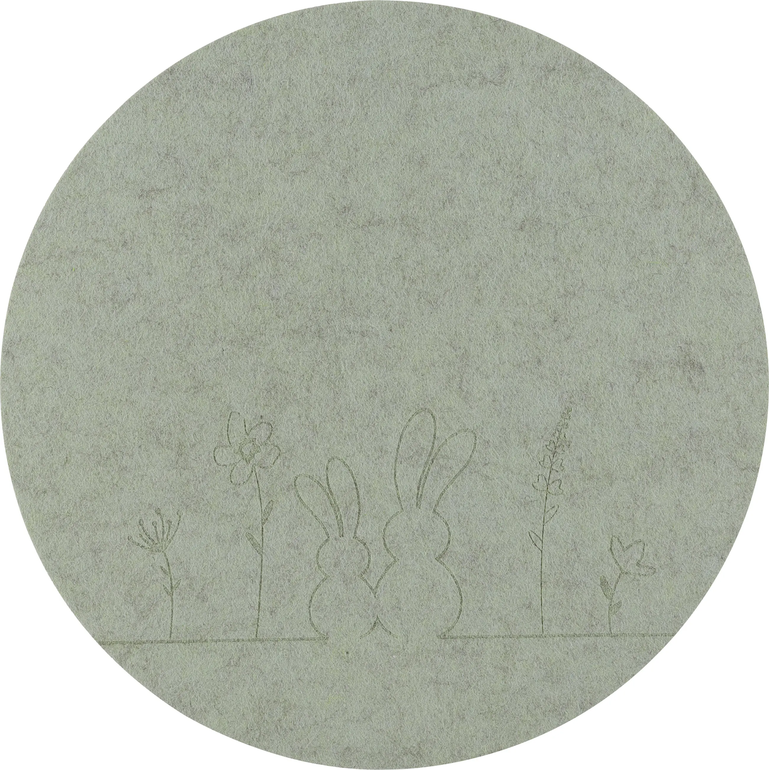 Deko-Untersetzer Tisch Hasenmotiv aus Filz Ø 33 cm hellgrün 1 Stk.