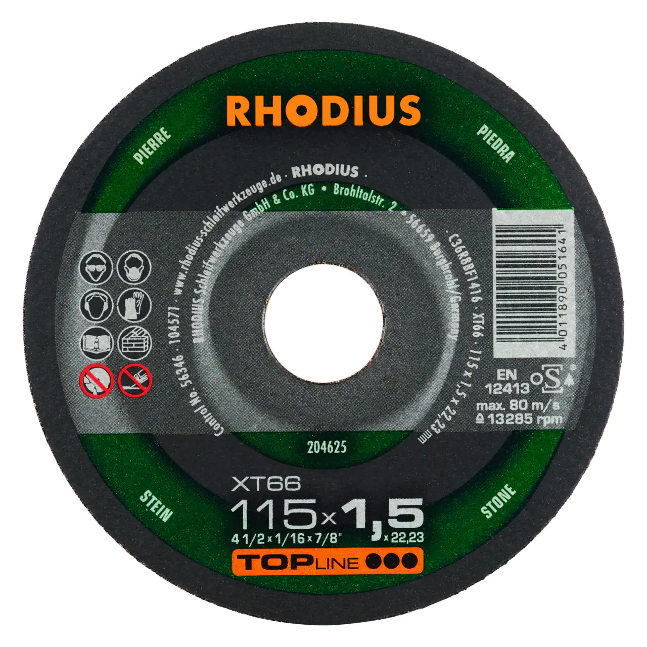 Rhodius Trennscheibe extradünn XT66 Ø 115 mm Bohrung 22,23 mm Rhodius Trennscheibe extradünn XT66 Ø 115 mm Bohrung 22,23 mm