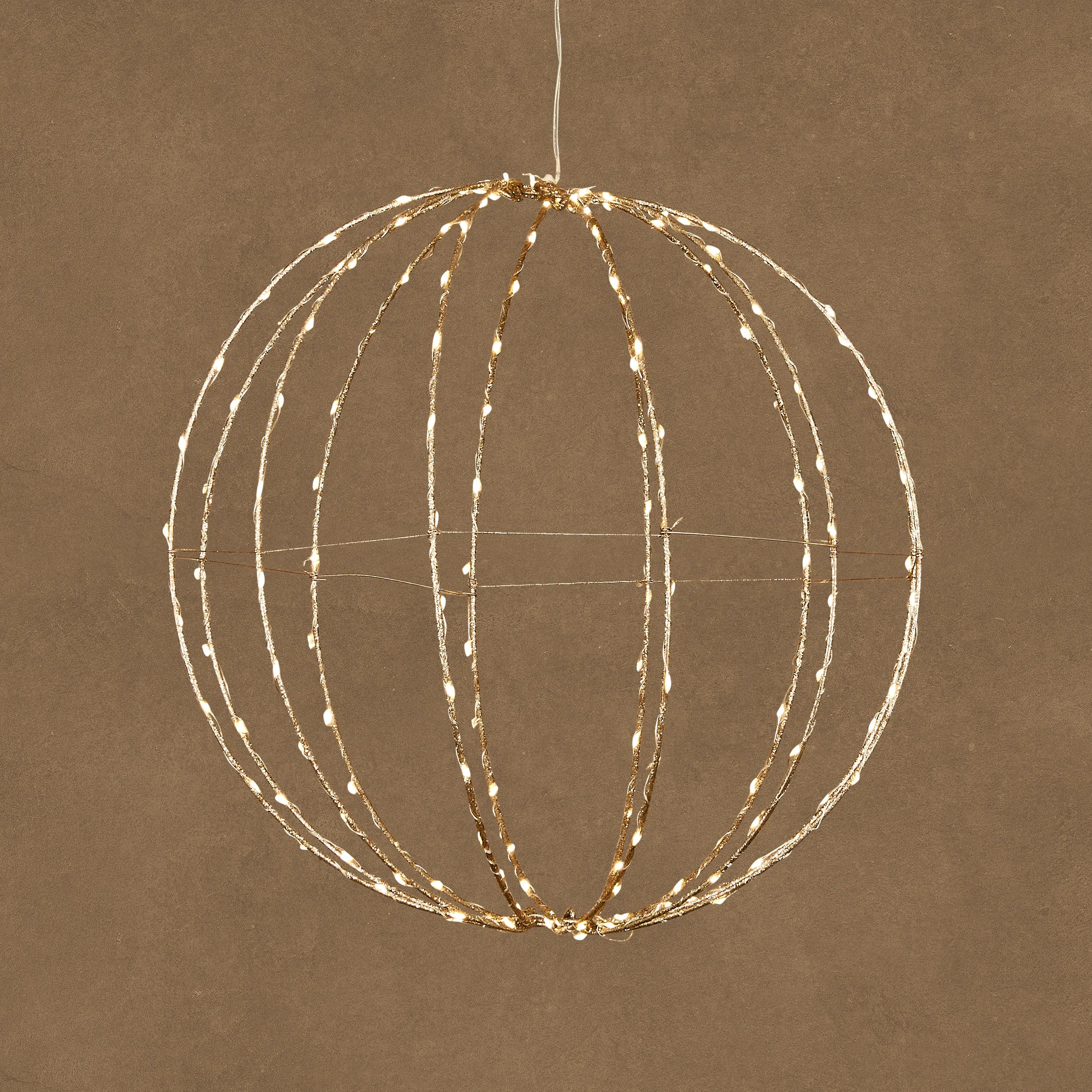 Luca Lighting LED-Weihnachtsanhänger Kugel mit Timer Eisendraht Ø 38 x 38 cm warmweiß champagner

