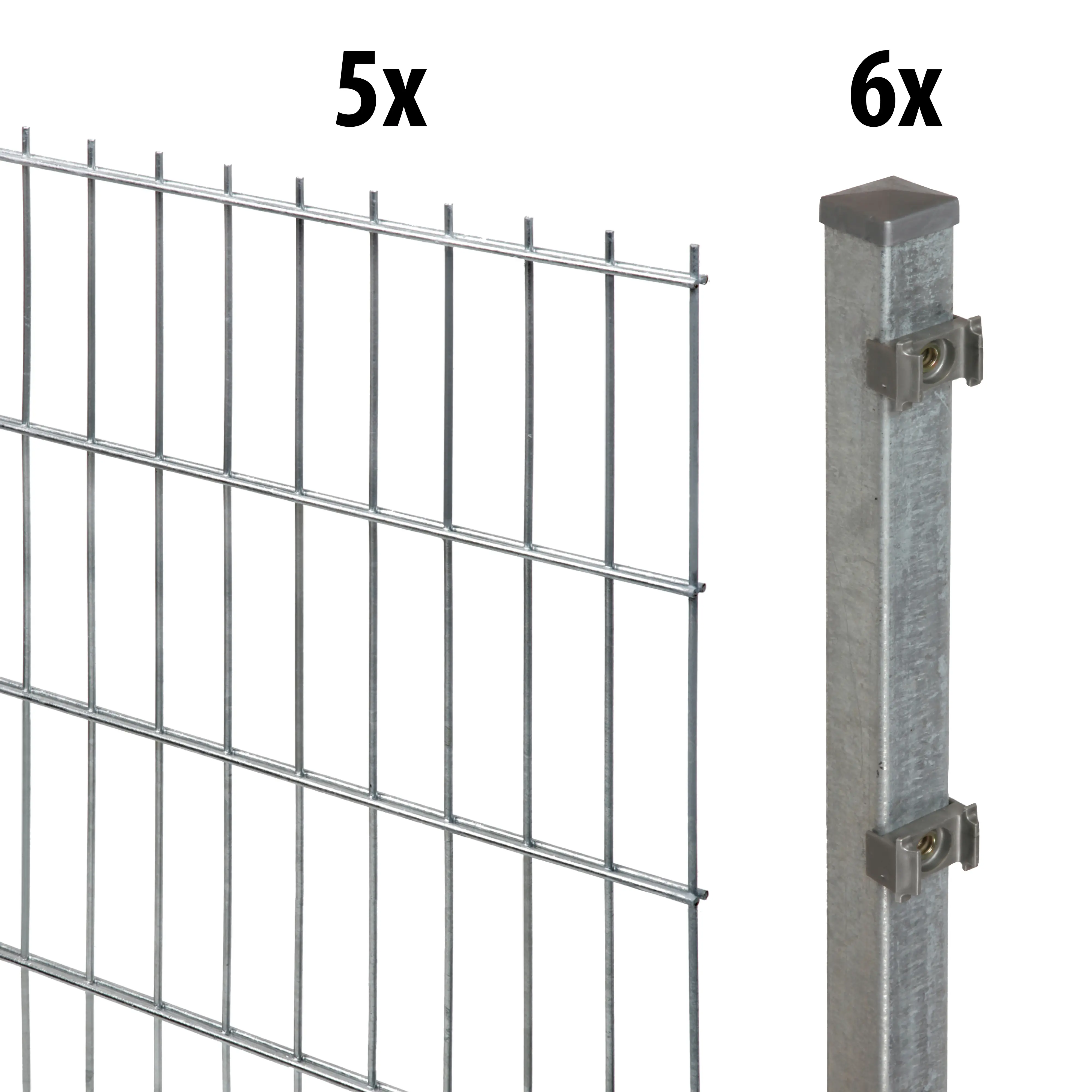 Floraworld Doppelstabmatten-Zaun Set 10 m 201 x 83 cm inkl. 6 Pfosten 125 cm feuerverzinkt