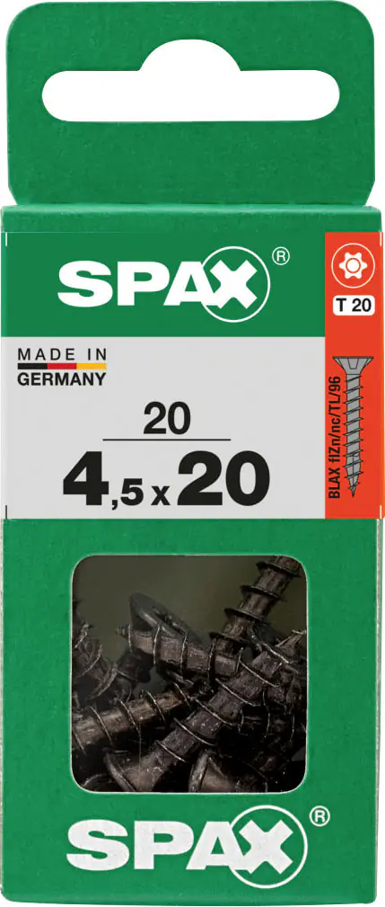 Spax Universalschrauben 4,5 x 20 mm T20 Vollgewinde - 20 Stk.  Spax Universalschrauben 4,5 x 20 mm T20 Vollgewinde - 20 Stk.