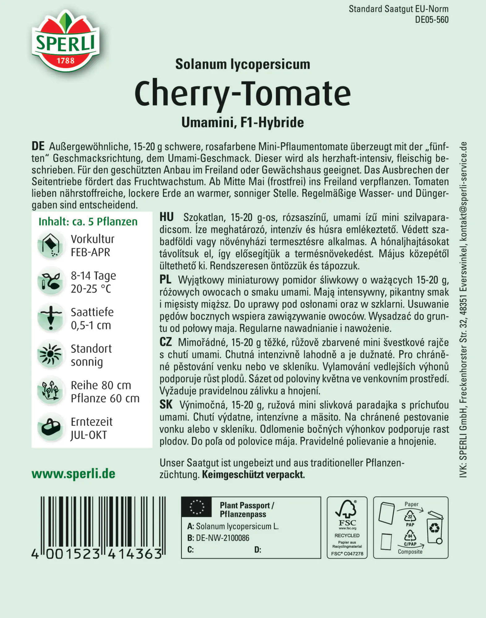Sperli Cherry-Tomate Umamini F1