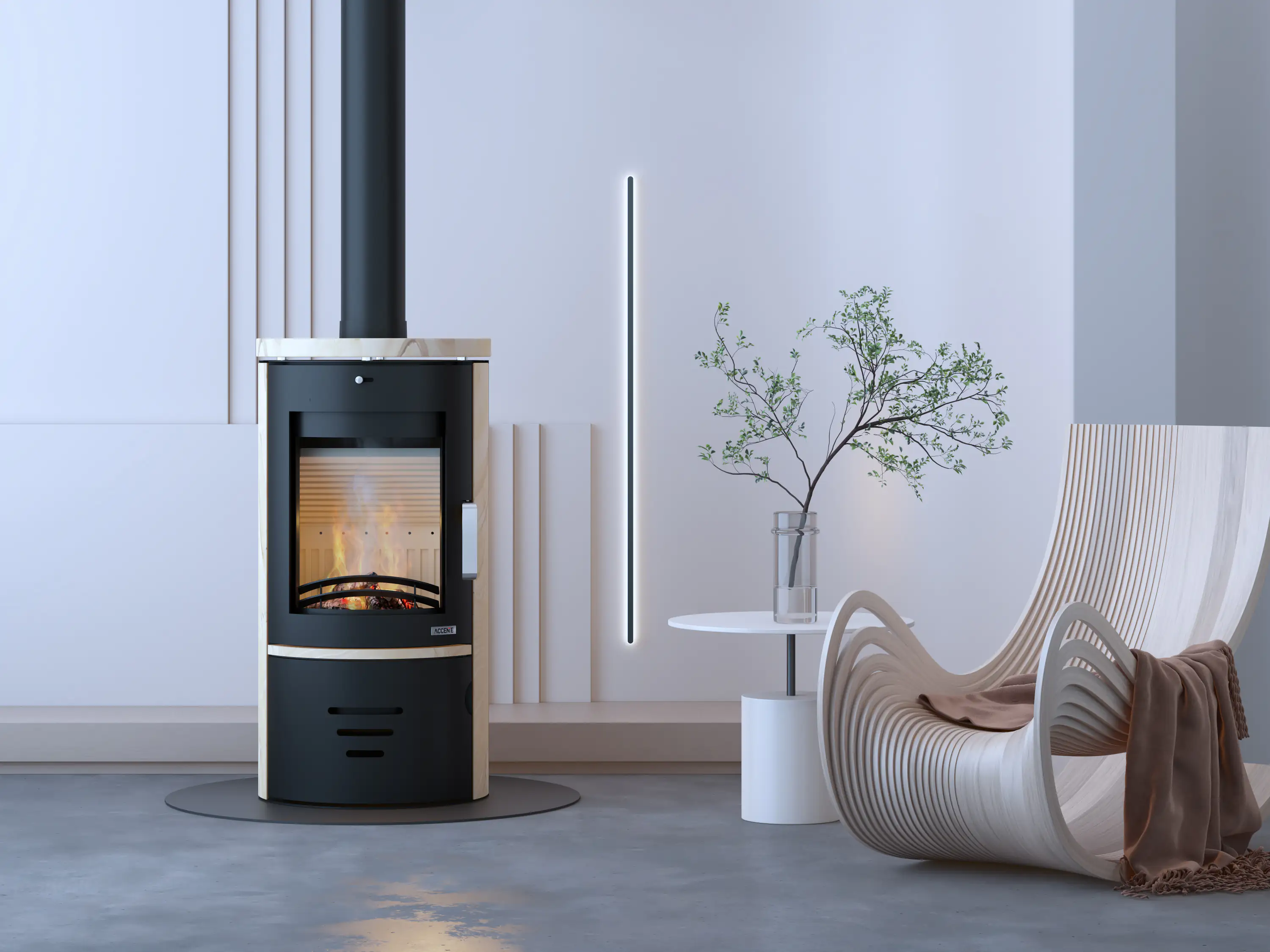 Accente Kaminofen Tifano Sandstein schwarz 6,5 kW