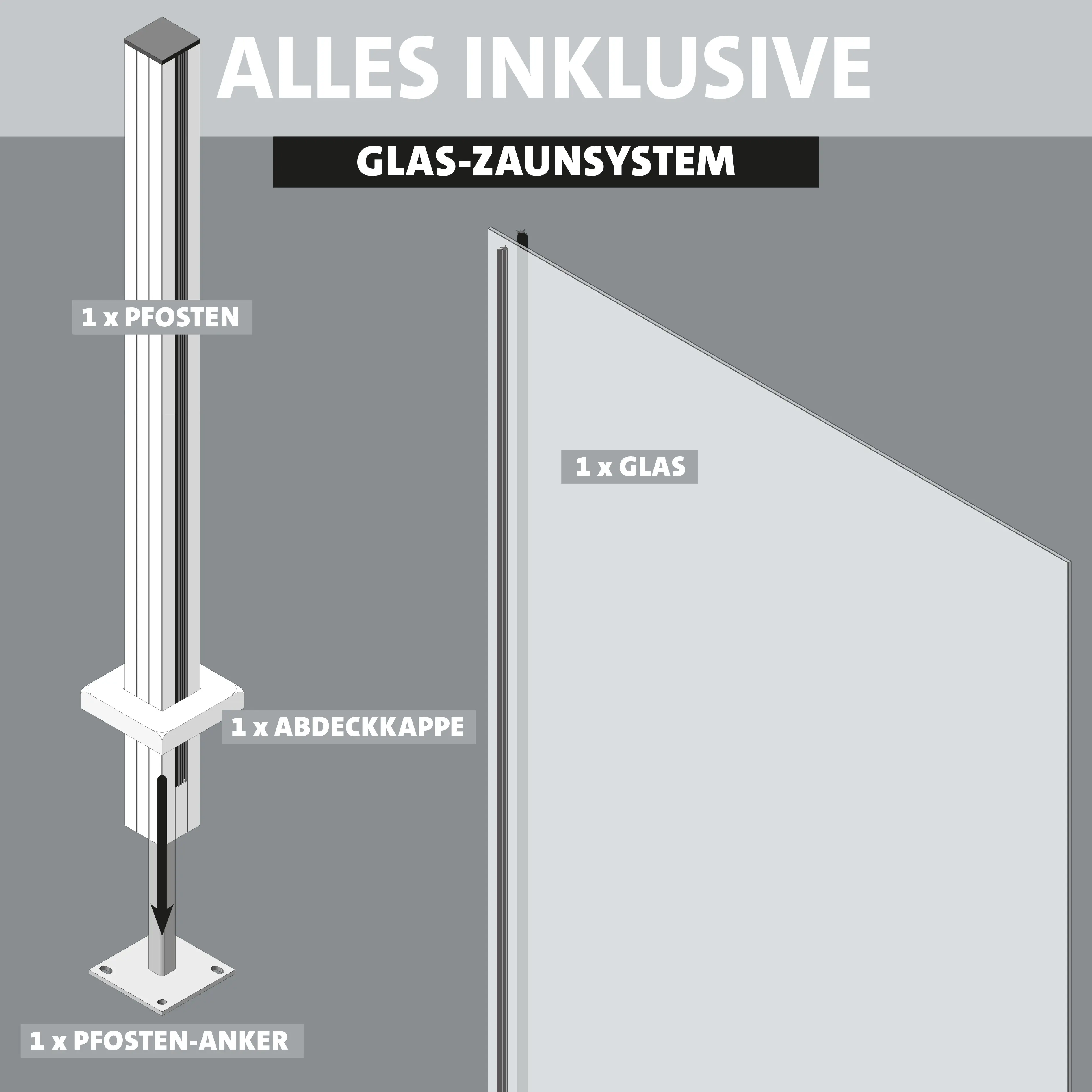 Ambiente Glaszaun Erweiterungsset Klarglas mit Siebdruck 187 x 55,7 cm anthrazit Ambiente Glaszaun Erweiterungsset Klarglas mit Siebdruck 187 x 55,7 cm anthrazit