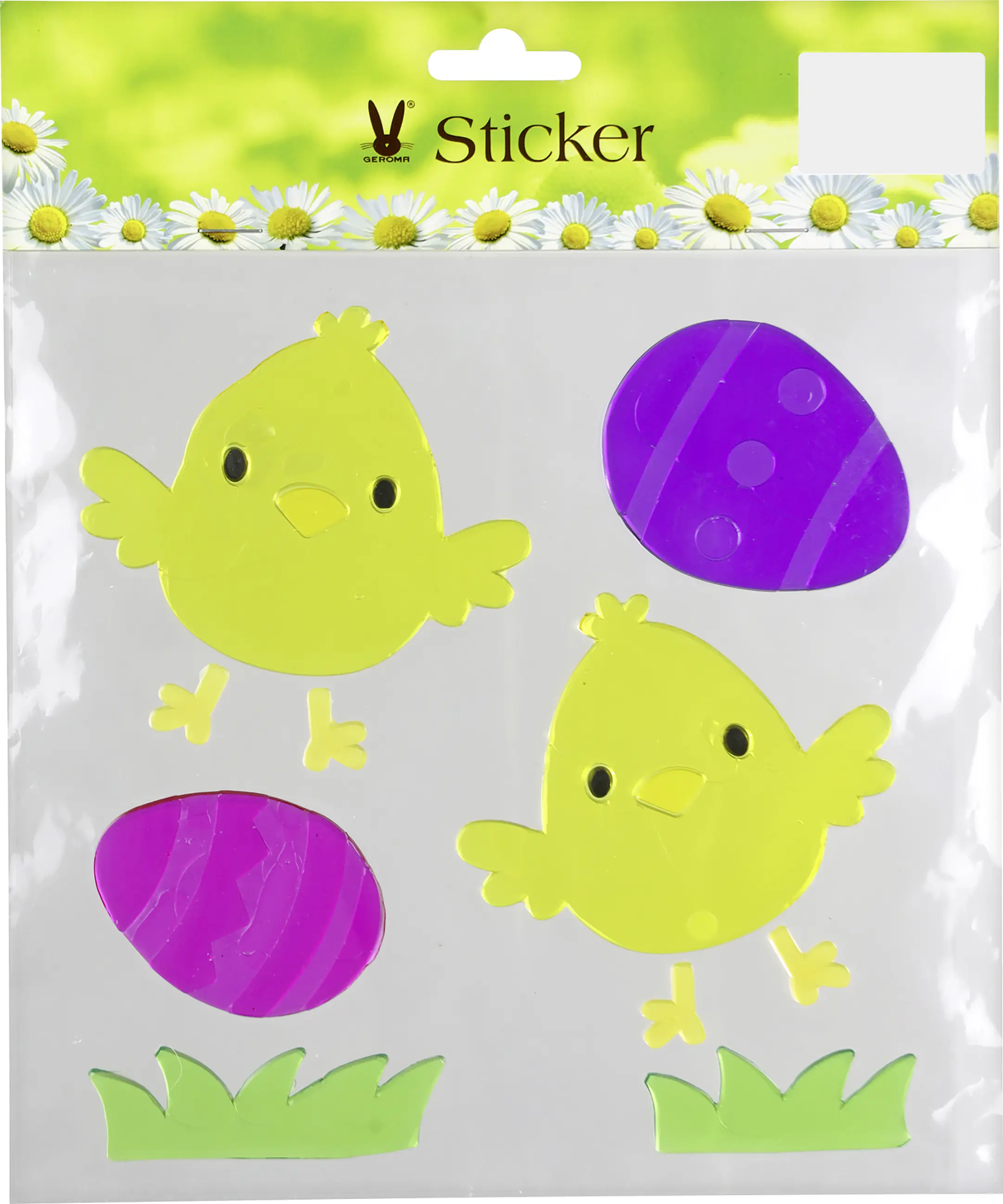 Oster-Gelsticker Küken und Eier bunt