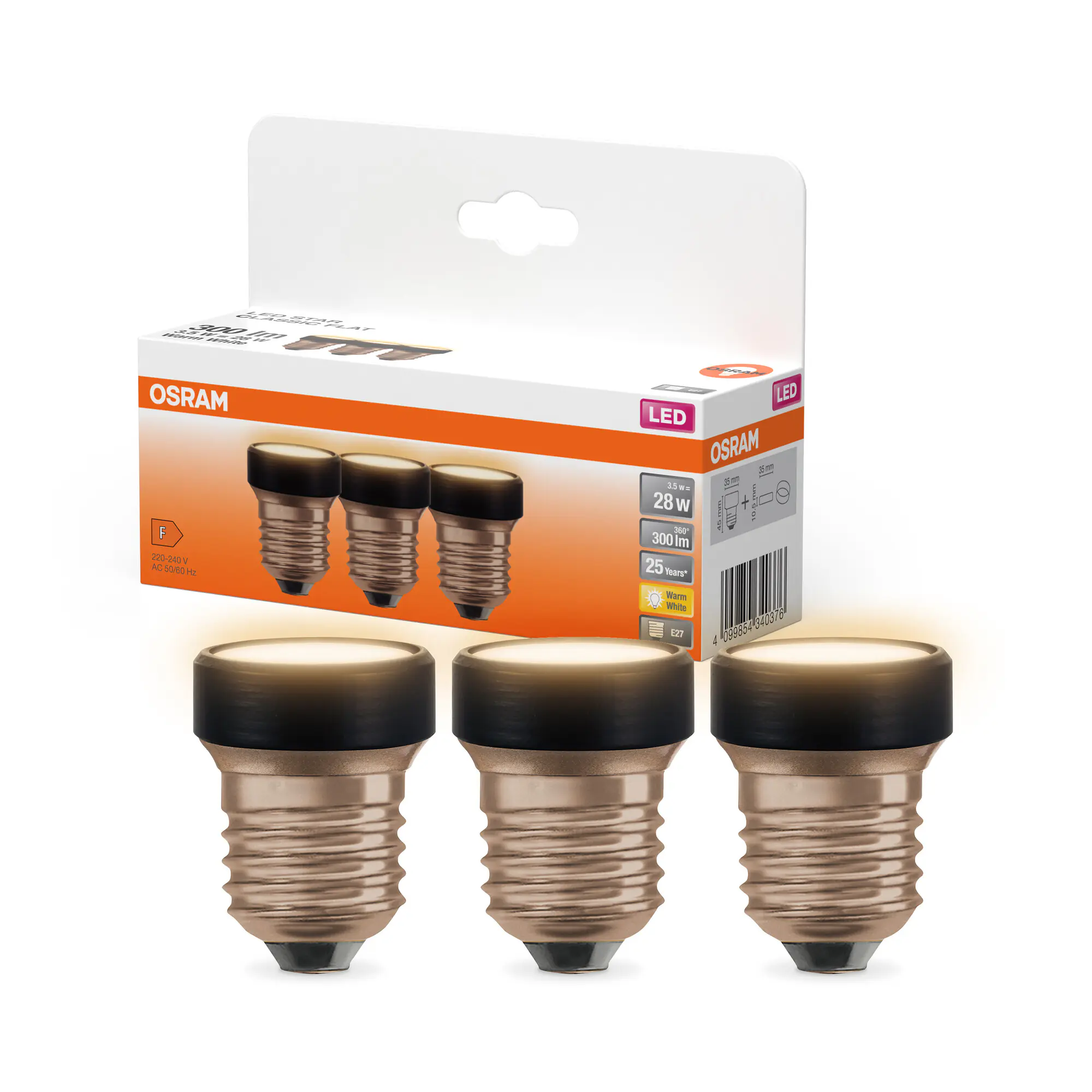 Osram LED Leuchtmittel E27 3er Pack Star Flat 28 3,5W matt warmweiß Osram LED Leuchtmittel E27 3er Pack Star Flat 28 3,5W matt warmweiß