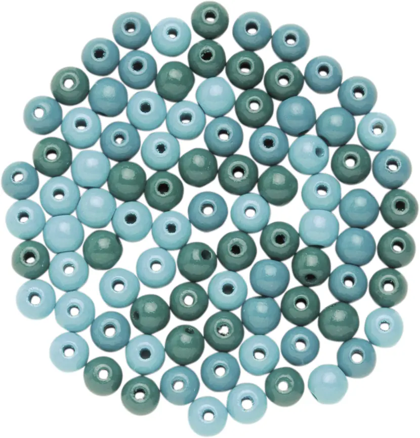 Glorex Holzperle türkis mix 12 mm - 28 Stück