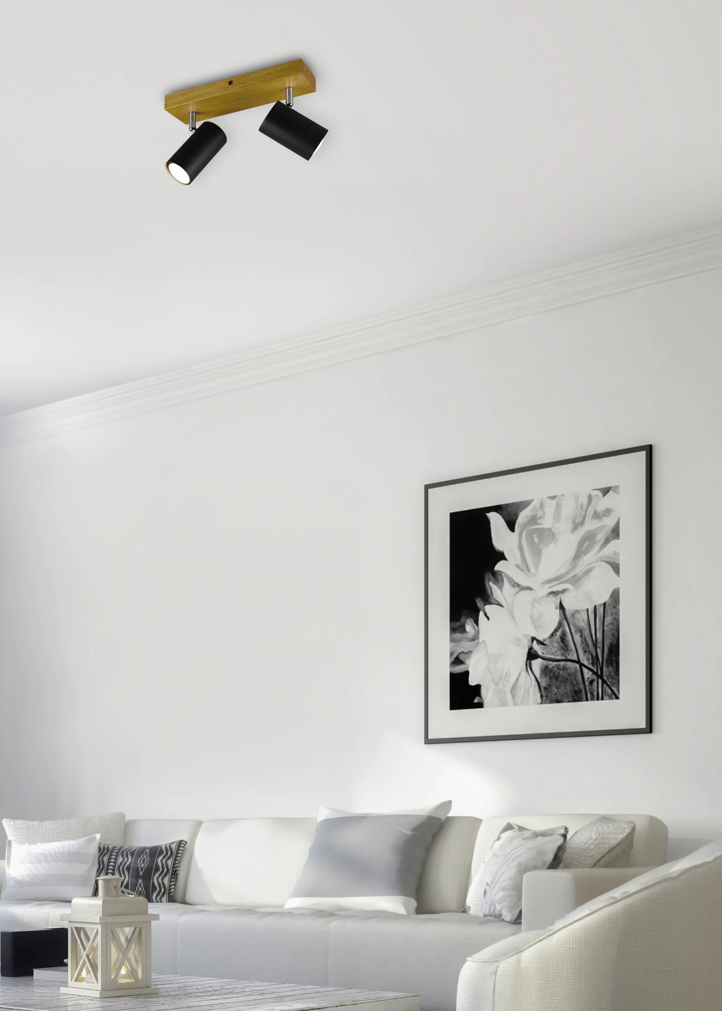 Trio Leuchten 2er Spot Marley GU10, schwarz matt, holzfarbig