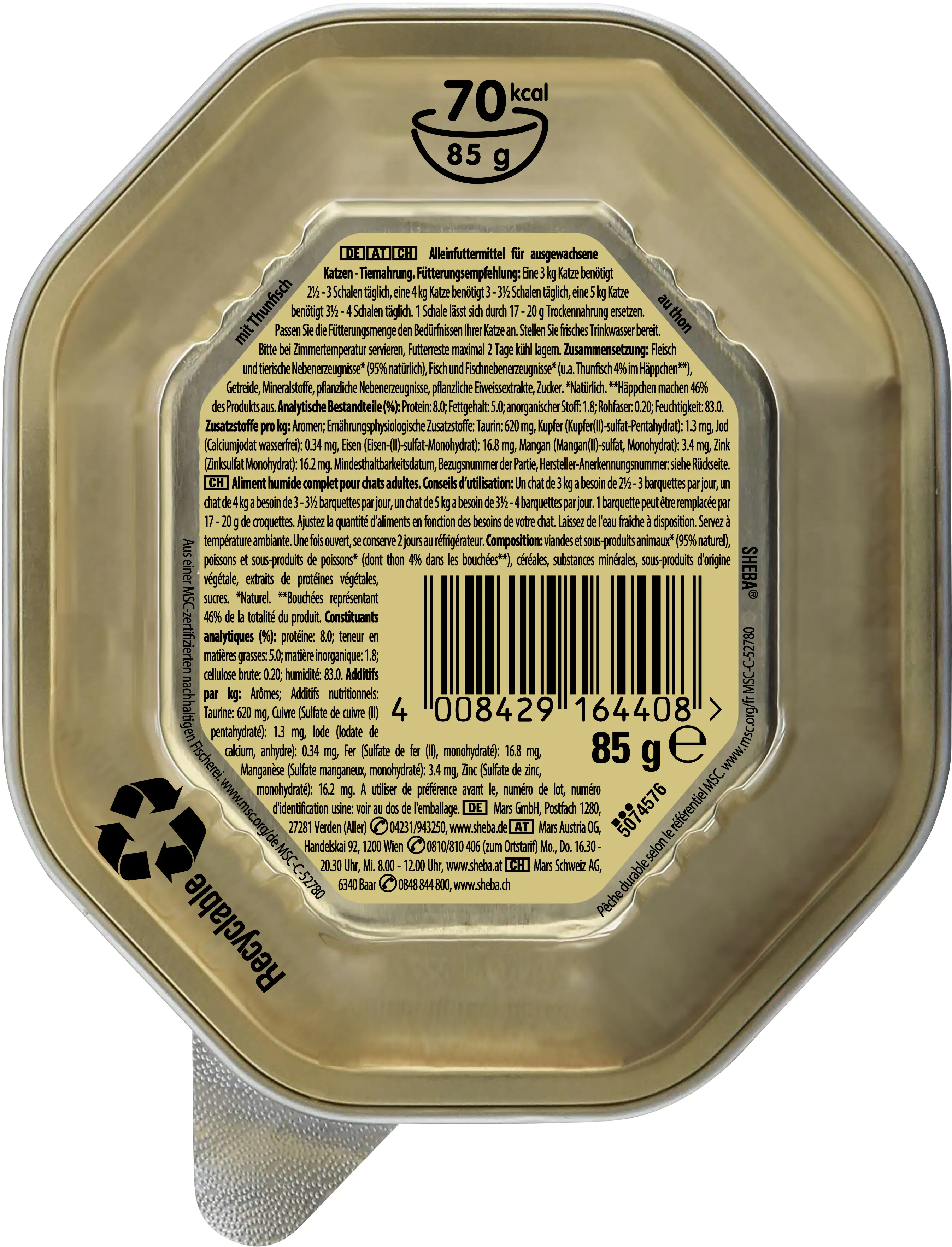 Sheba Sauce Collection Sauce Lover mit Thunfisch MSC 85 g Sheba Sauce Collection Sauce Lover mit Thunfisch MSC 85 g