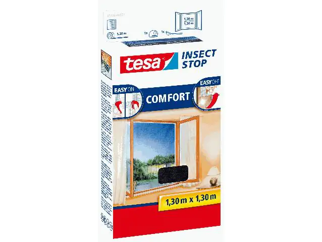 tesa Insektenschutz-Fenster COMFORT 130 x 130 cm anthrazit