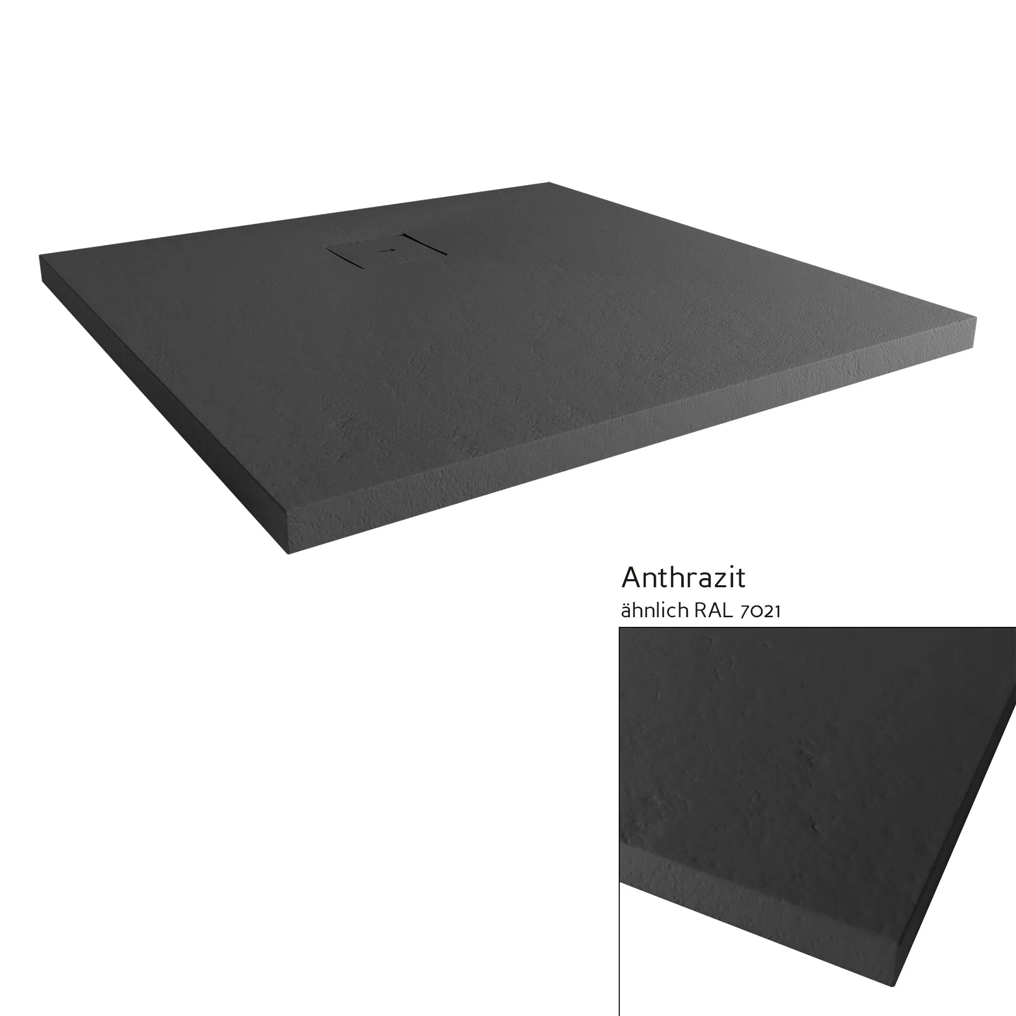 Breuer Duschwanne quadrat Modern Line Steinoptik Mineralguss anthrazitgrau 90 x 90 cm