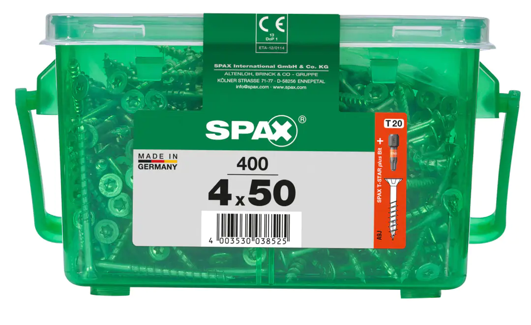 Spax Universalschrauben 4.0 x 50 mm TX 20 Senkkopf - 400 Stk. Spax Universalschrauben 4.0 x 50 mm TX 20 Senkkopf - 400 Stk.