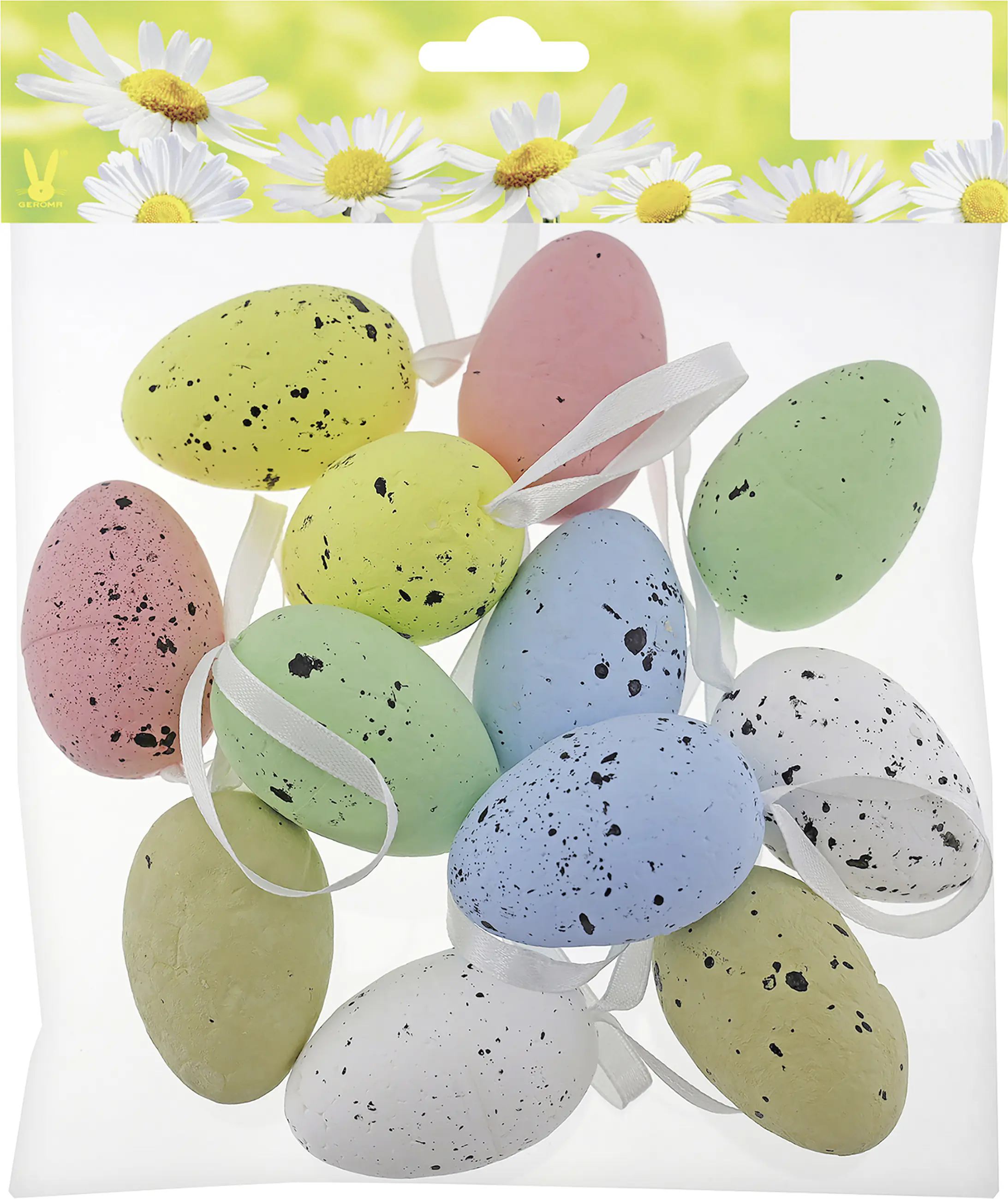 Ostereier Styropor zum Hängen 6 x 4 cm bunt mit Sprenkeln 12 Stück