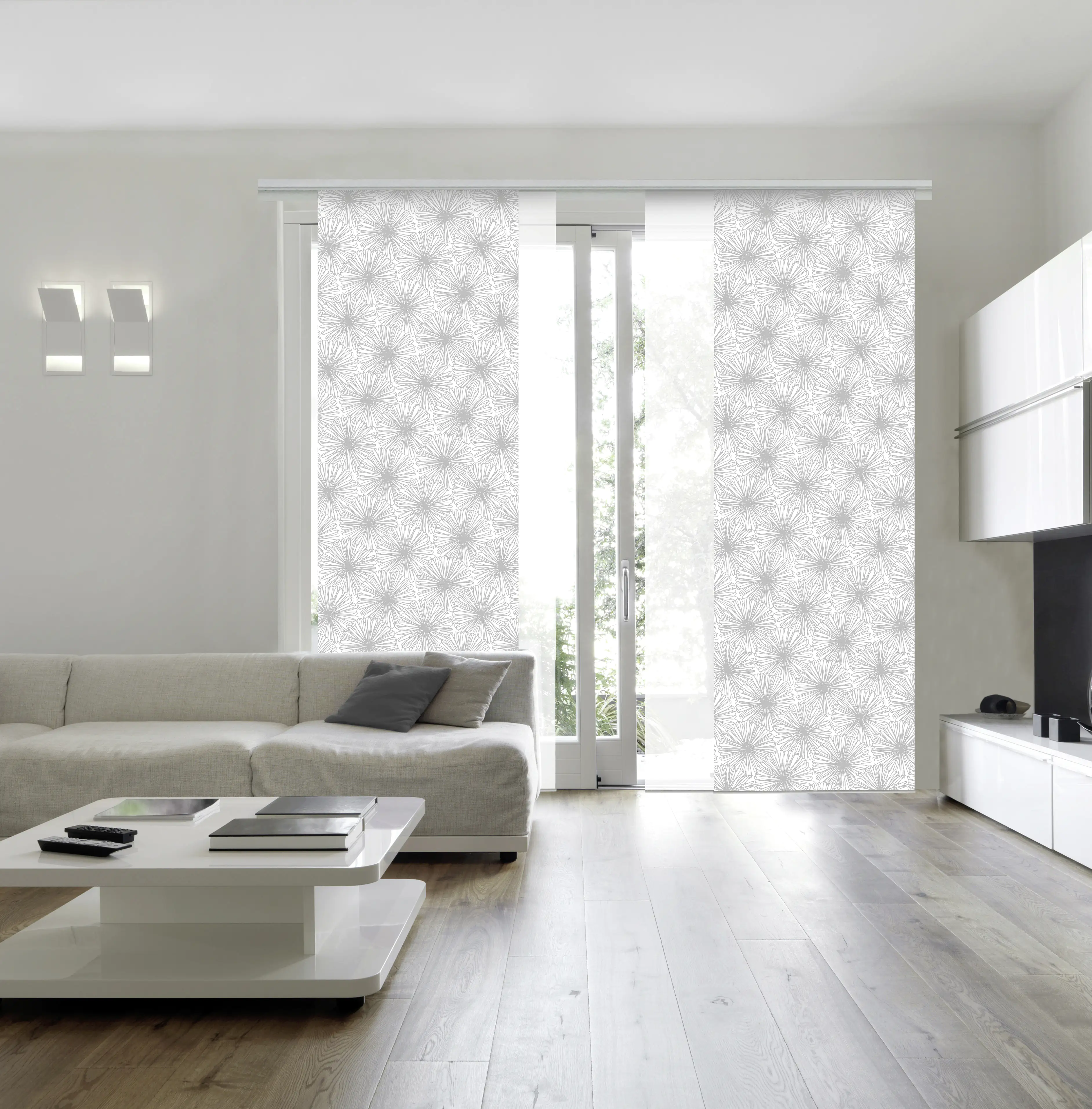 Gardinia Flächenvorhang Bloomy weiß, 60 x 245 cm