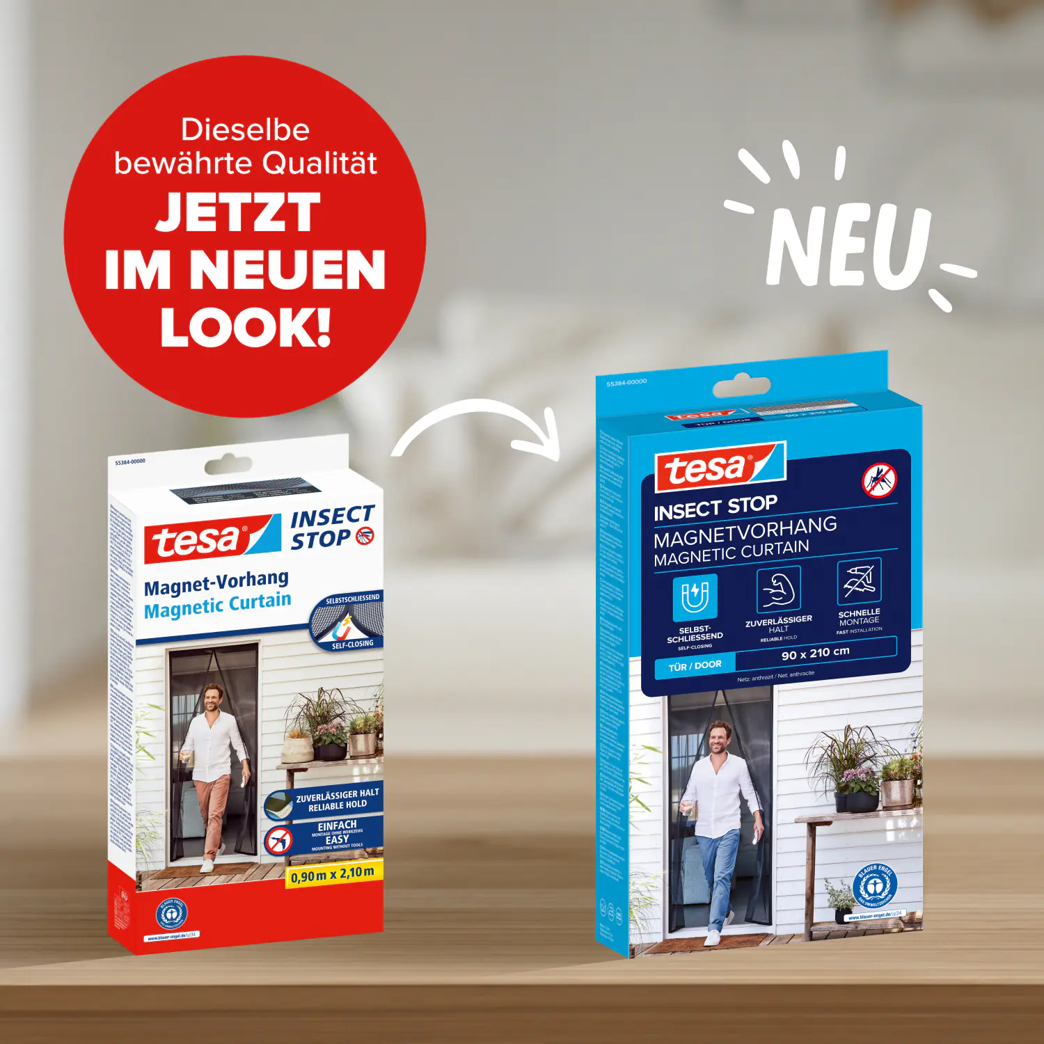 tesa Fliegengitter Magnetvorhang 90 x 210 cm anthrazit