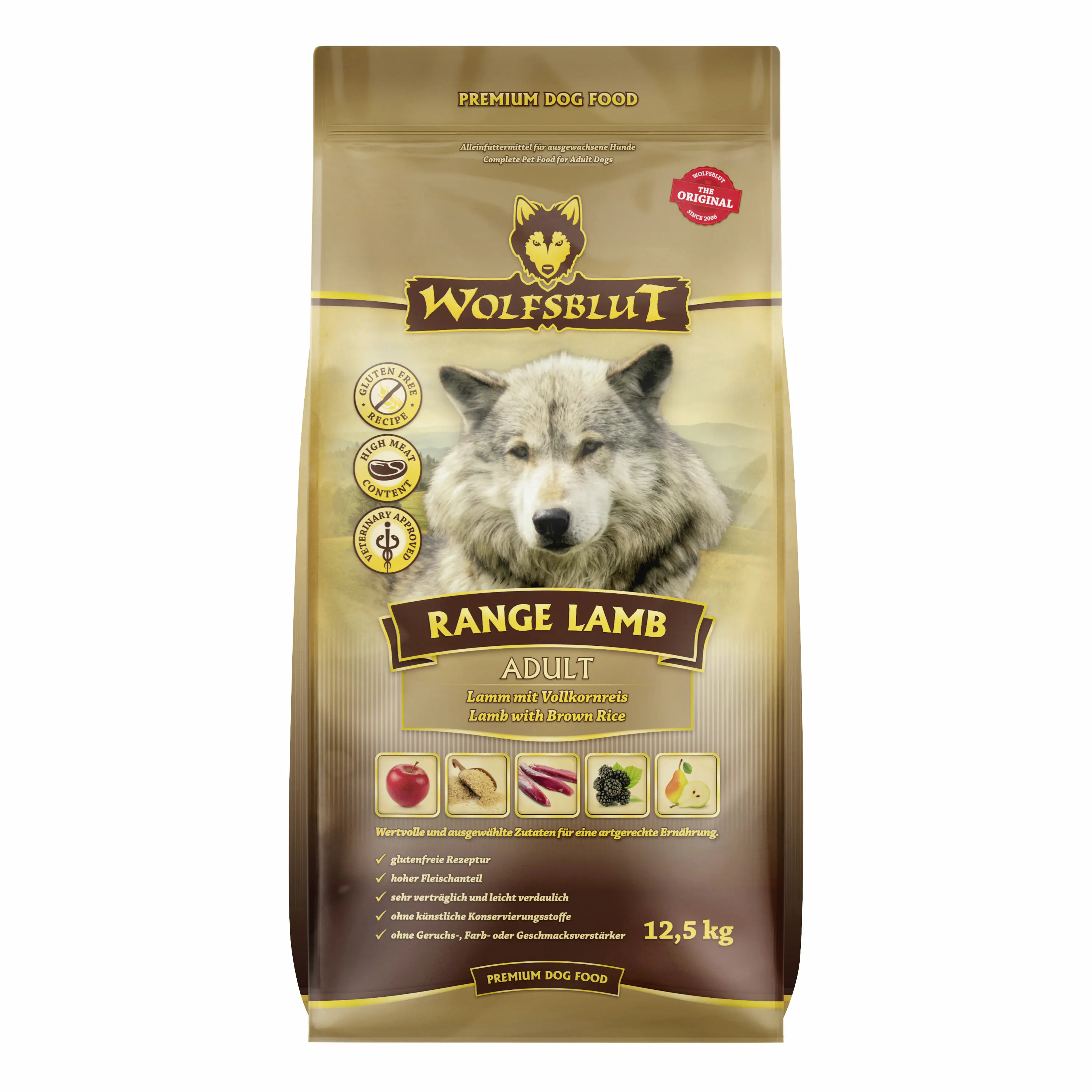 Wolfsblut Range Lamb Hundetrockenfutter Adult glutenfrei 12,5 kg Lamm