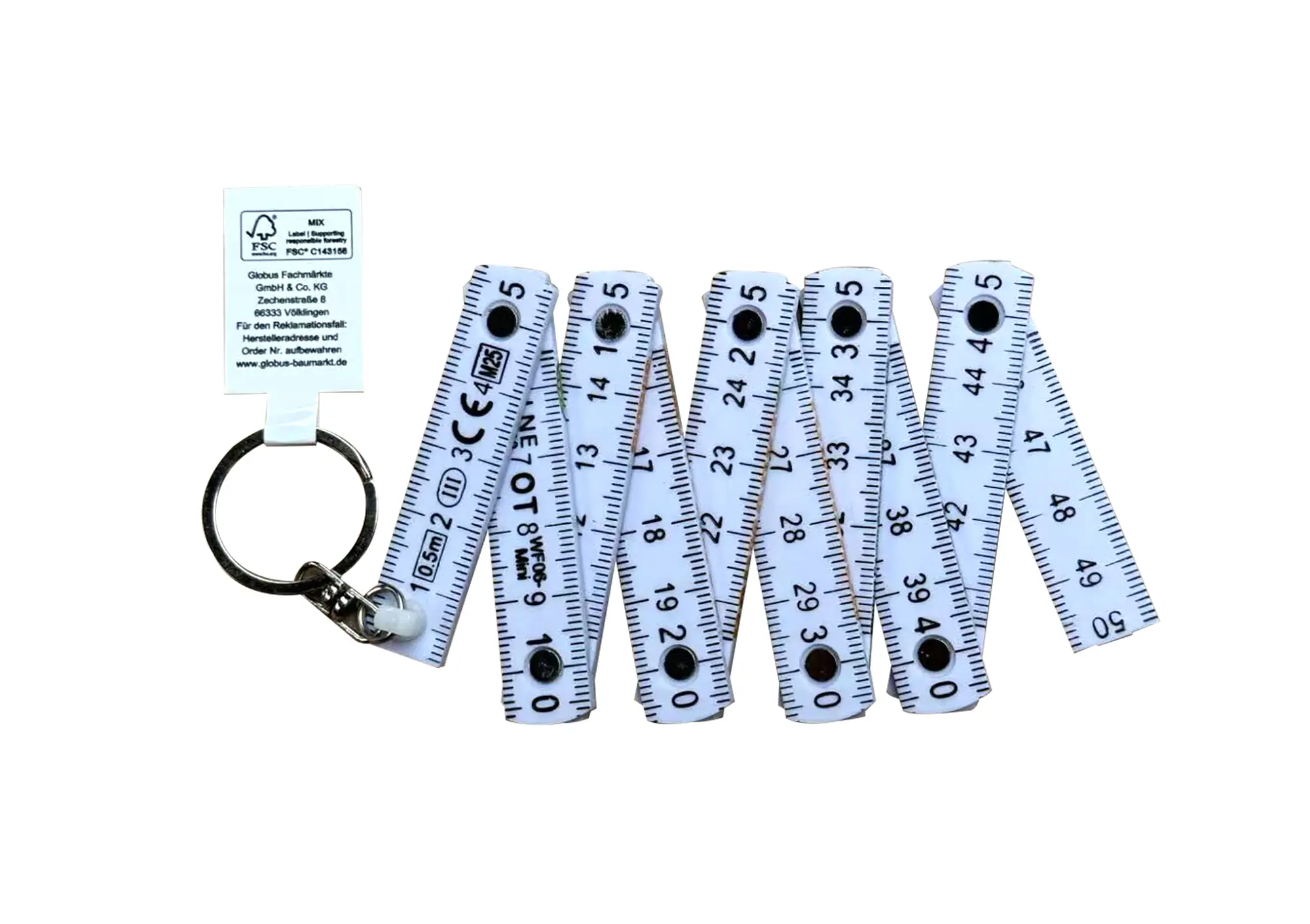 Globus Baumarkt Zollstock Mini 500 mm Schlüsselanhänger