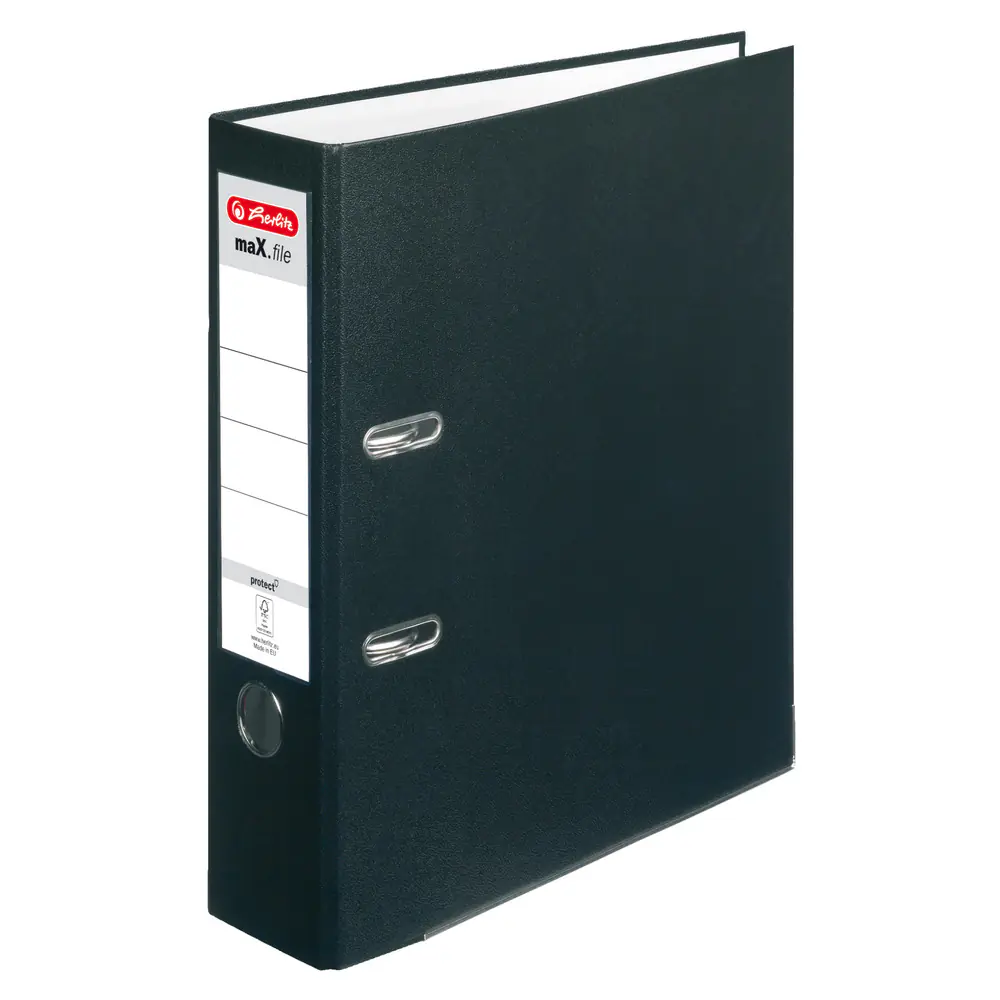 herlitz Ordner max.file protect A4 PP-Folienbezug, Fenster, 8 cm, schwarz