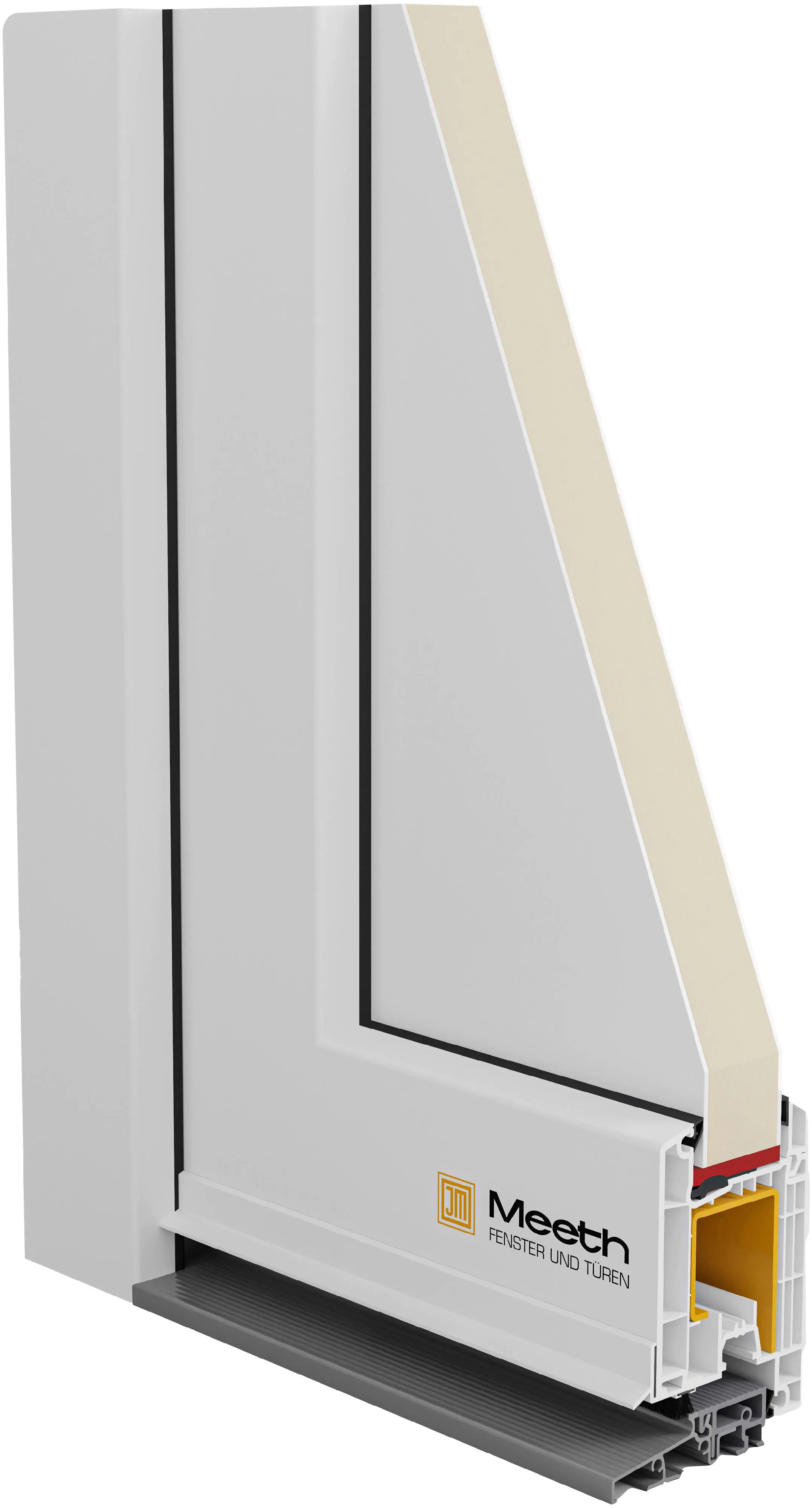 Meeth Haustür Optimal Pro PVC Modell 102 88 x 200 cm DIN Rechts weiß/titan