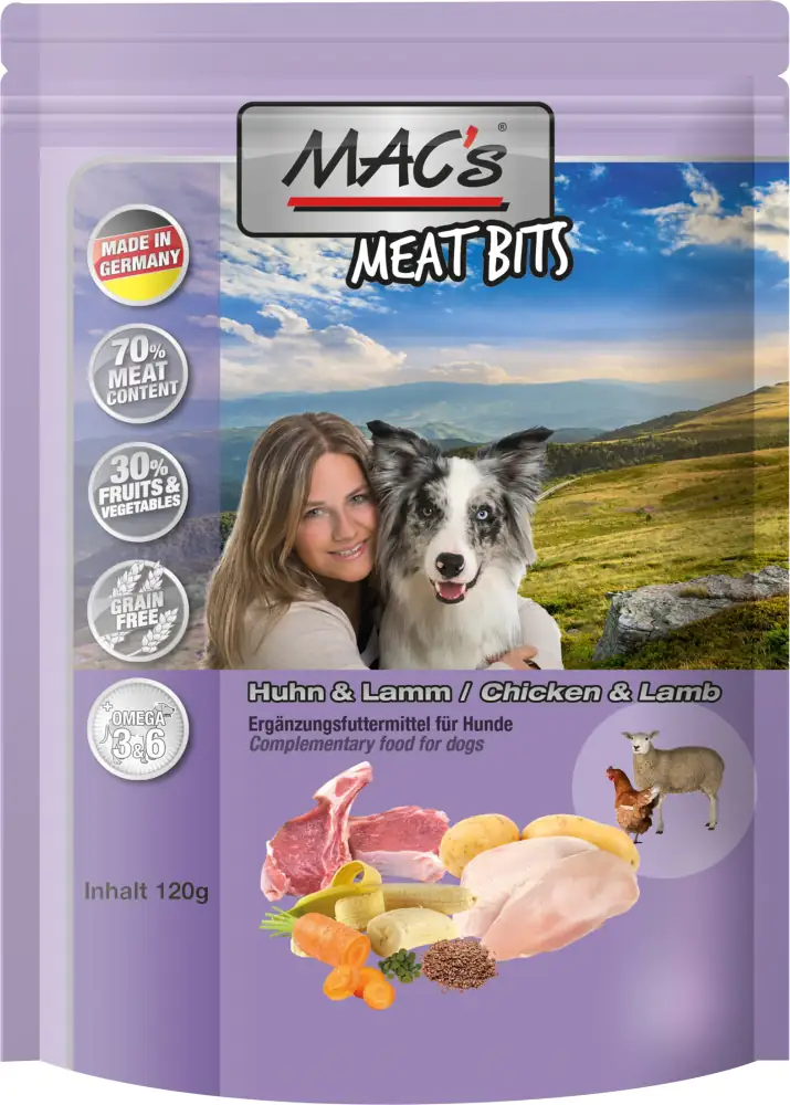 Macs Meat Bits Hundesnack getreidefrei 120 g Huhn & Lamm