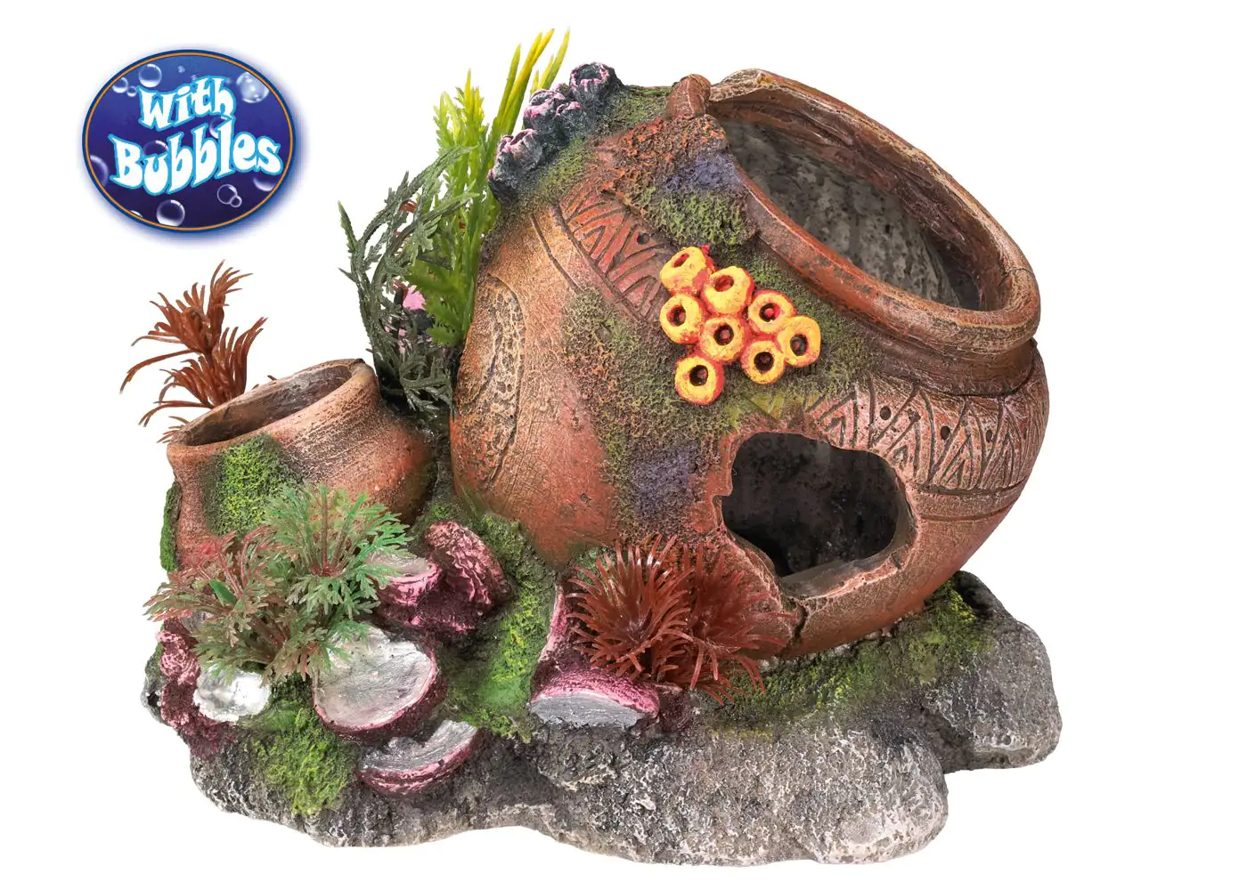 Nobby Aqua Ornaments Krug mit Muscheln und Pflanzen 17,5 x 13,2 x 13 cm