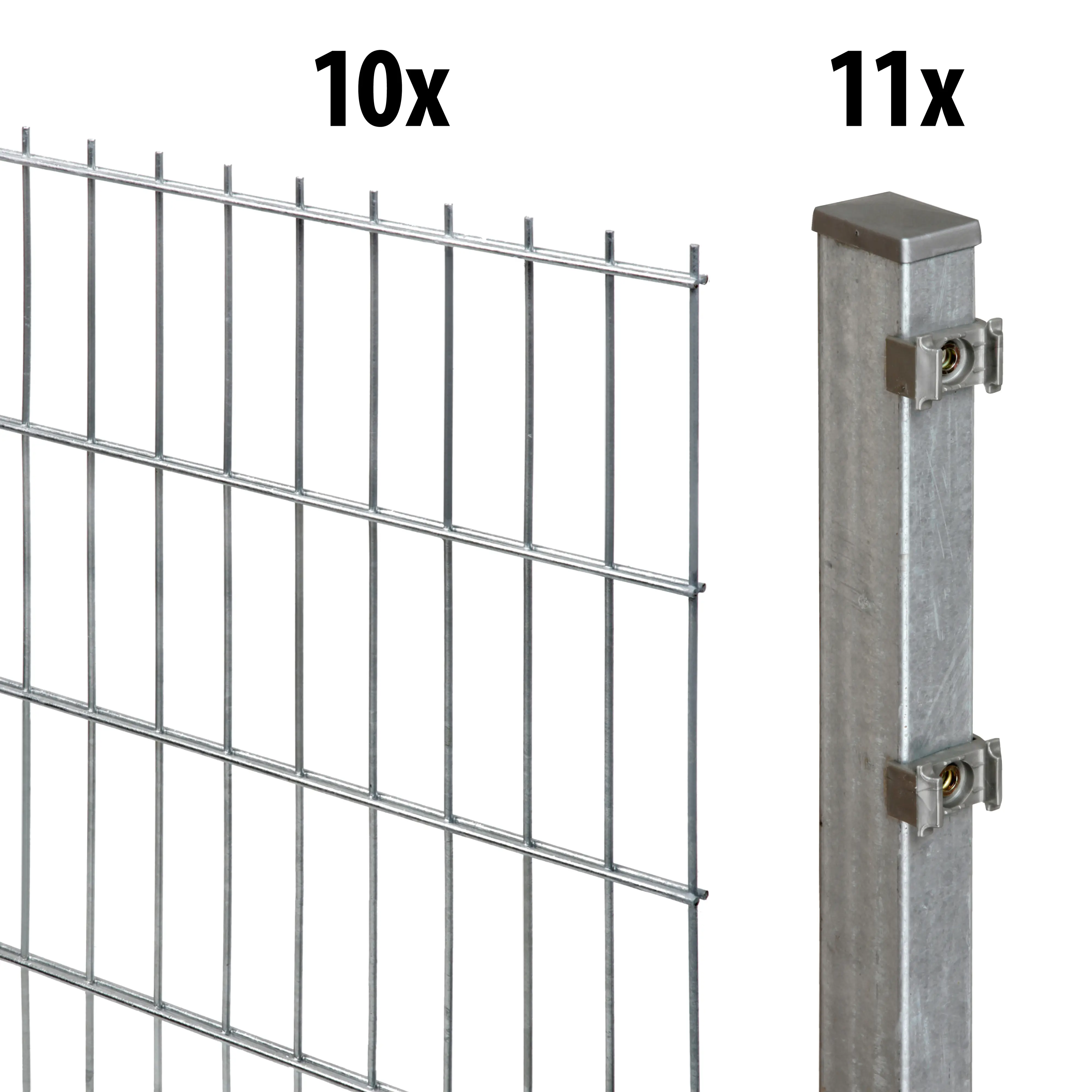 Floraworld Doppelstabmatten-Zaun Set Comfort 20 m 201 x 123 cm inkl. 11 Pfosten 180 cm feuerverzinkt