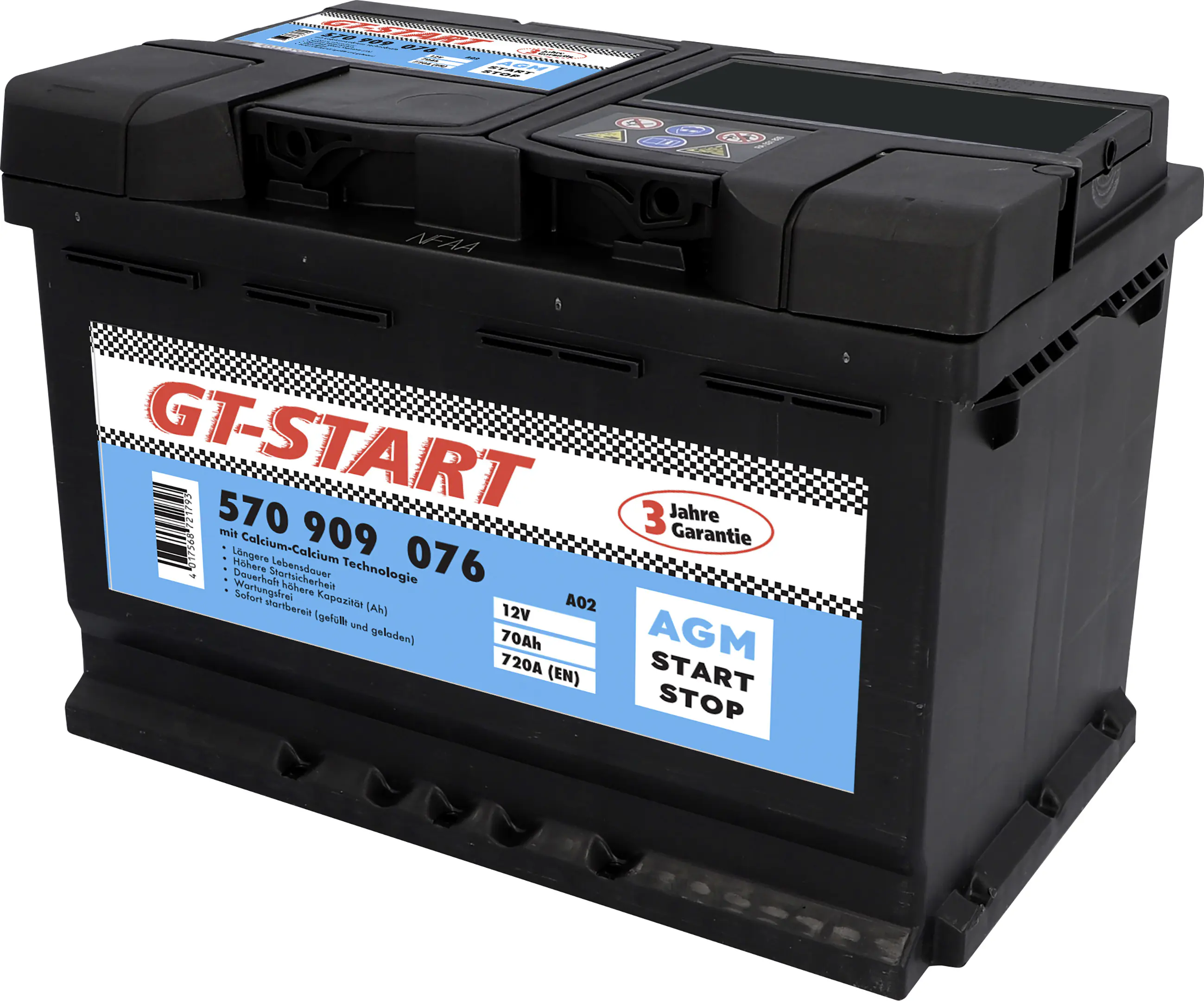GT-Start Starterbatterie AGM 70Ah 720A  GT-Start Starterbatterie AGM 70Ah 720A