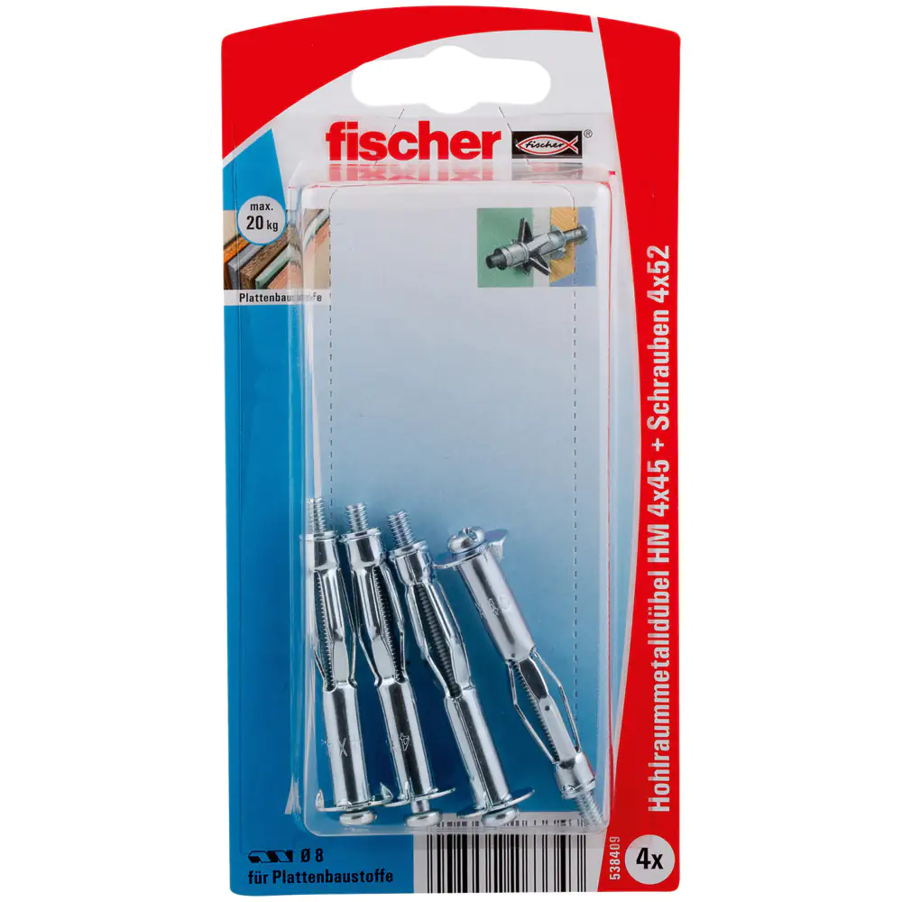 Fischer Hohlraumdübel aus Metall 4.0 x 45 mm - 4 Stück Fischer Hohlraumdübel aus Metall 4.0 x 45 mm - 4 Stück